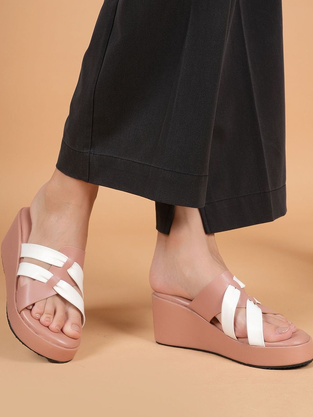 DressBerry DressBerry Women Peach Embellished Platform Heels