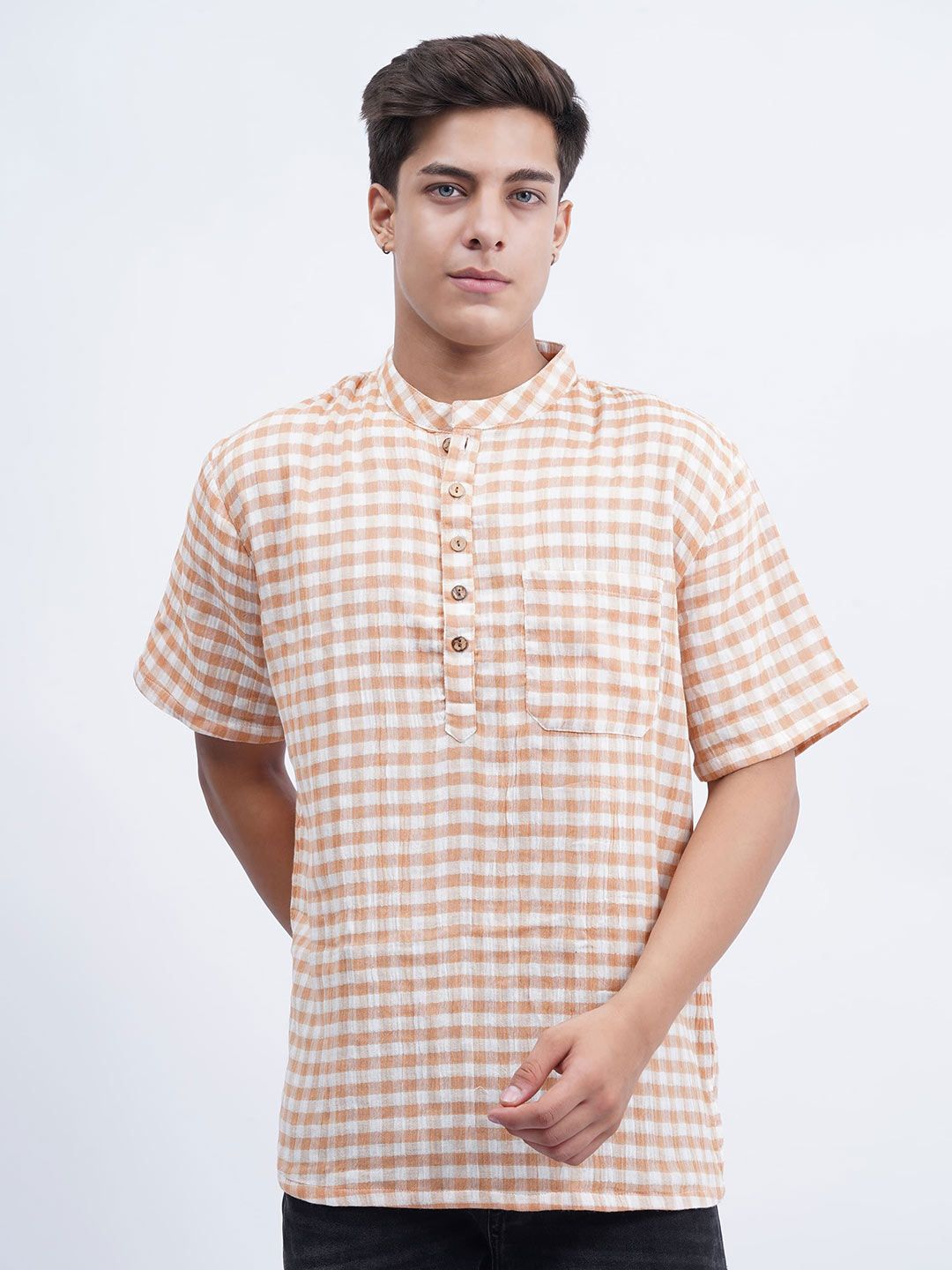 Cot'N Soft Men Checked Daily Cotton Straight Kurta