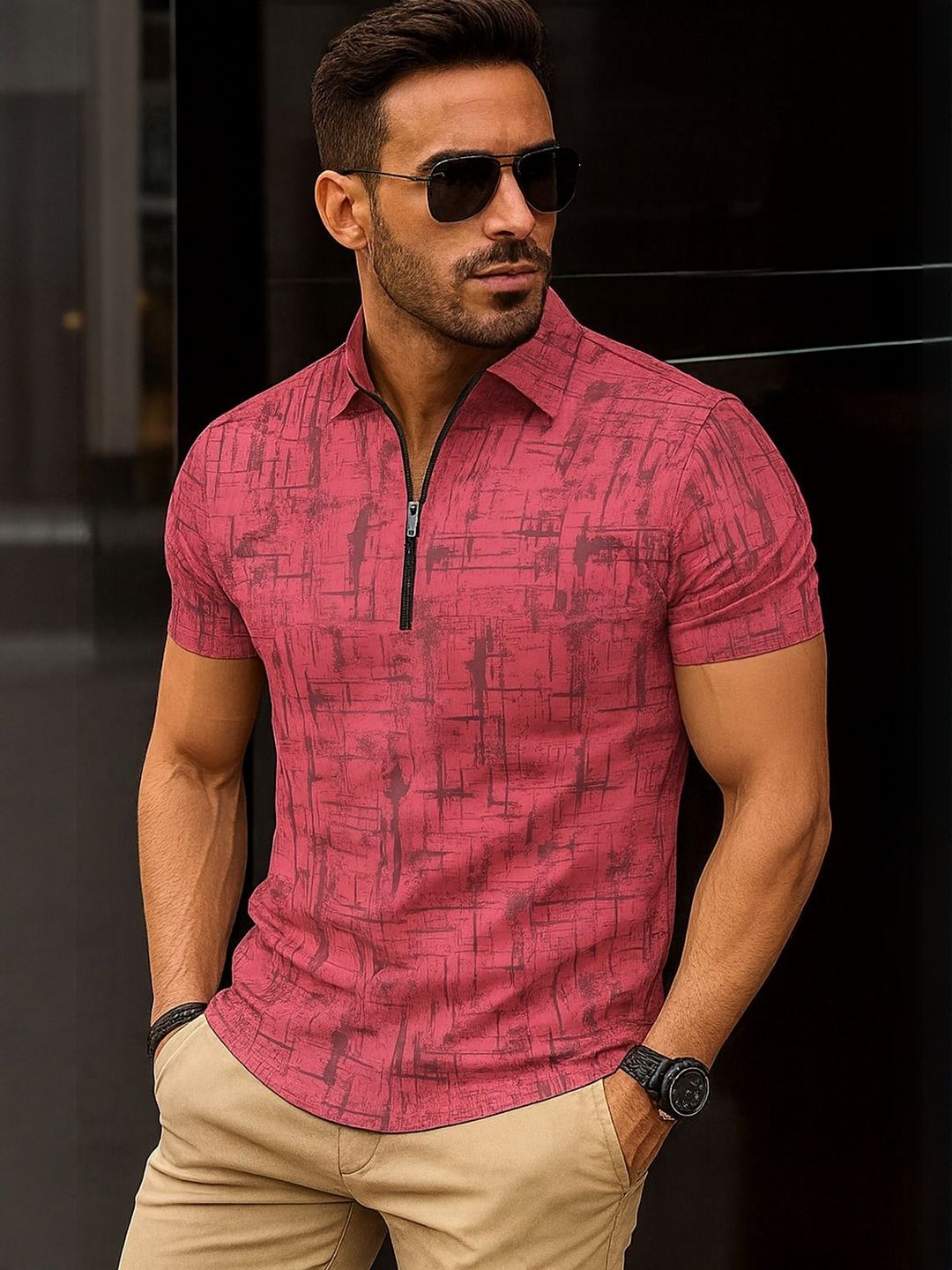 zebu Men Printed Polo Collar T-shirt