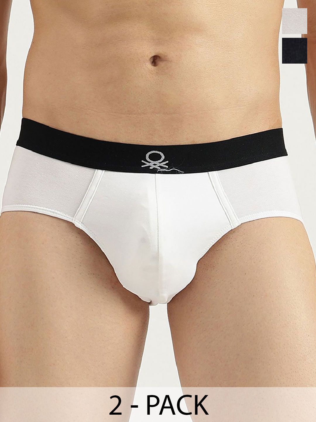 United Colors of Benetton Men Pack of 2 Low-Rise Basic Brief