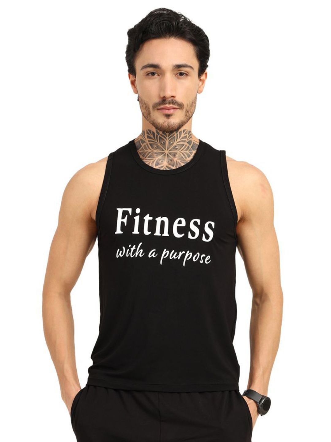 Bamboology Typographic Printed Round Neck Gym Vest