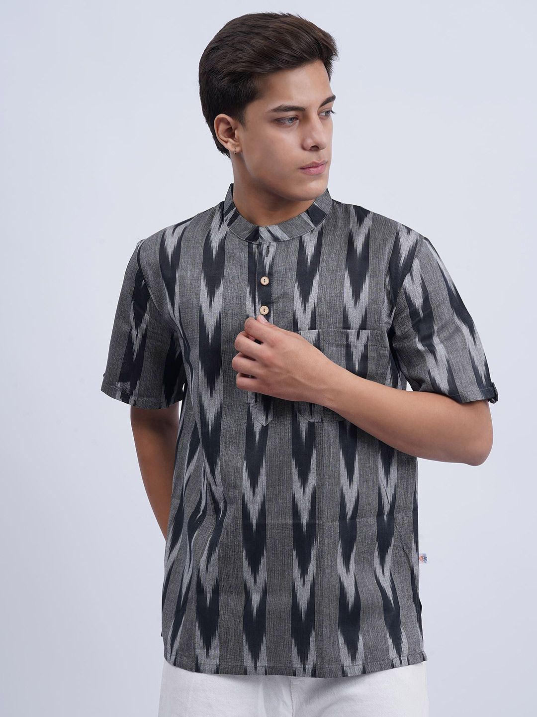 Cot'N Soft Men Mandarin Collar Straight Woven Design Kurta