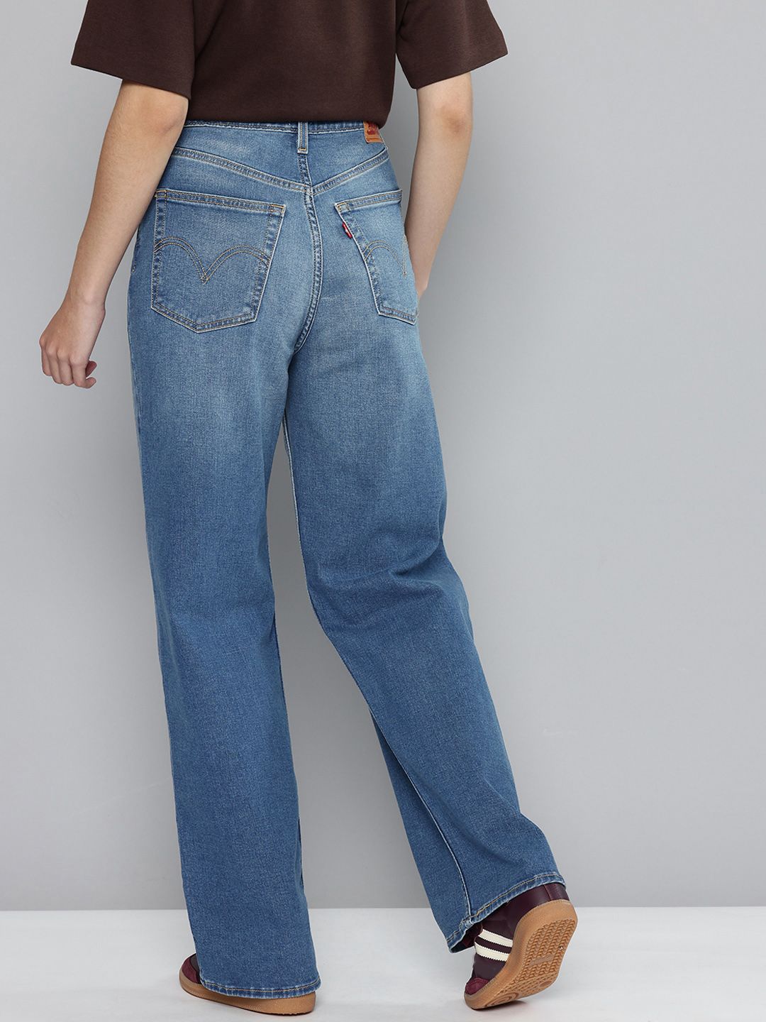 Med Indigo Loose Fit High Rise Jeans