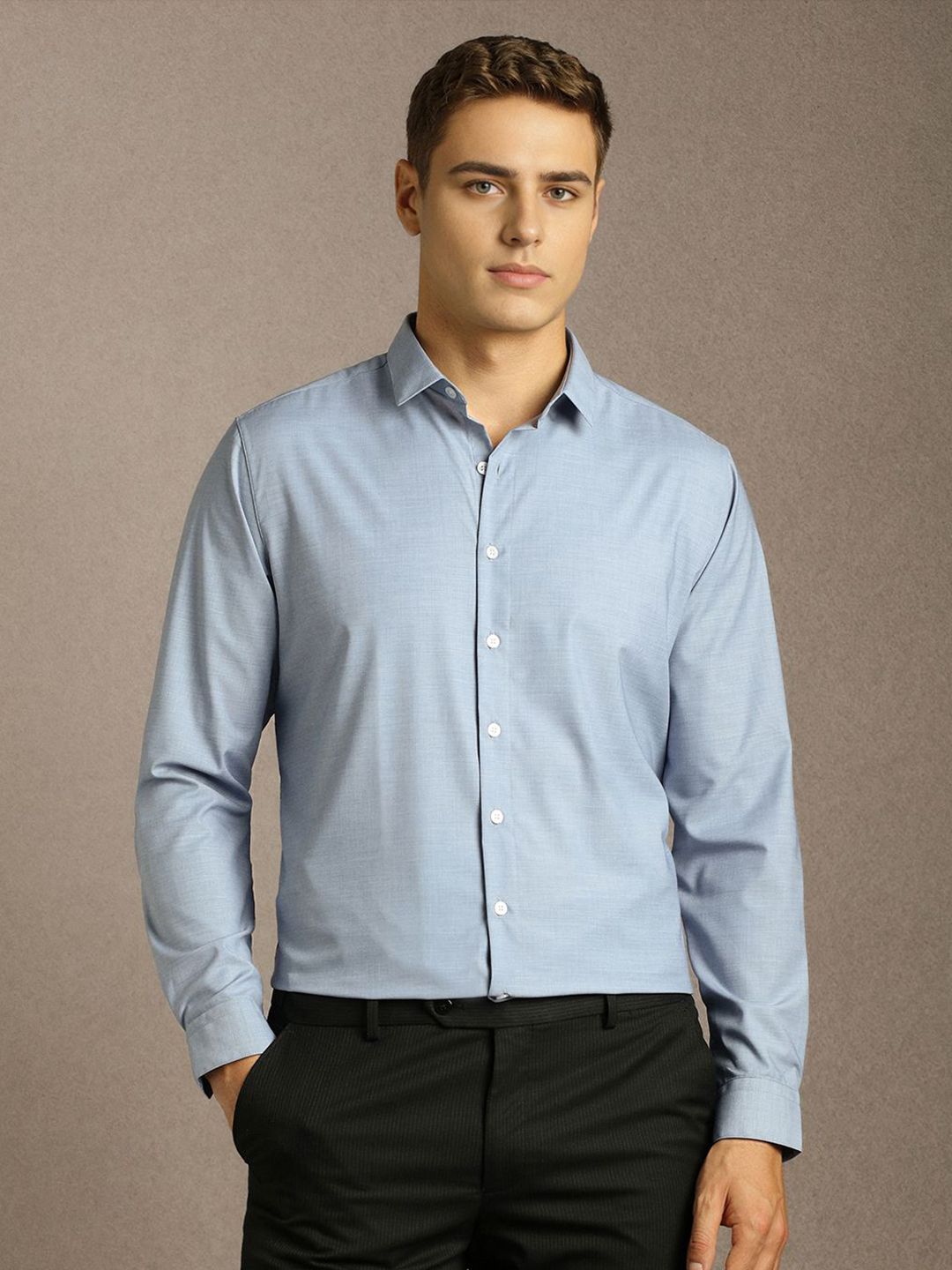 Louis Philippe Louis Philippe Slim Fit Spread Collar Long Sleeves Formal Shirt