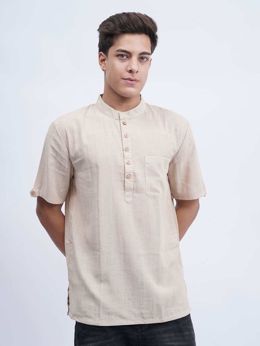 Cot'N Soft Men Mandarin Collar Dobby Cotton Kurta