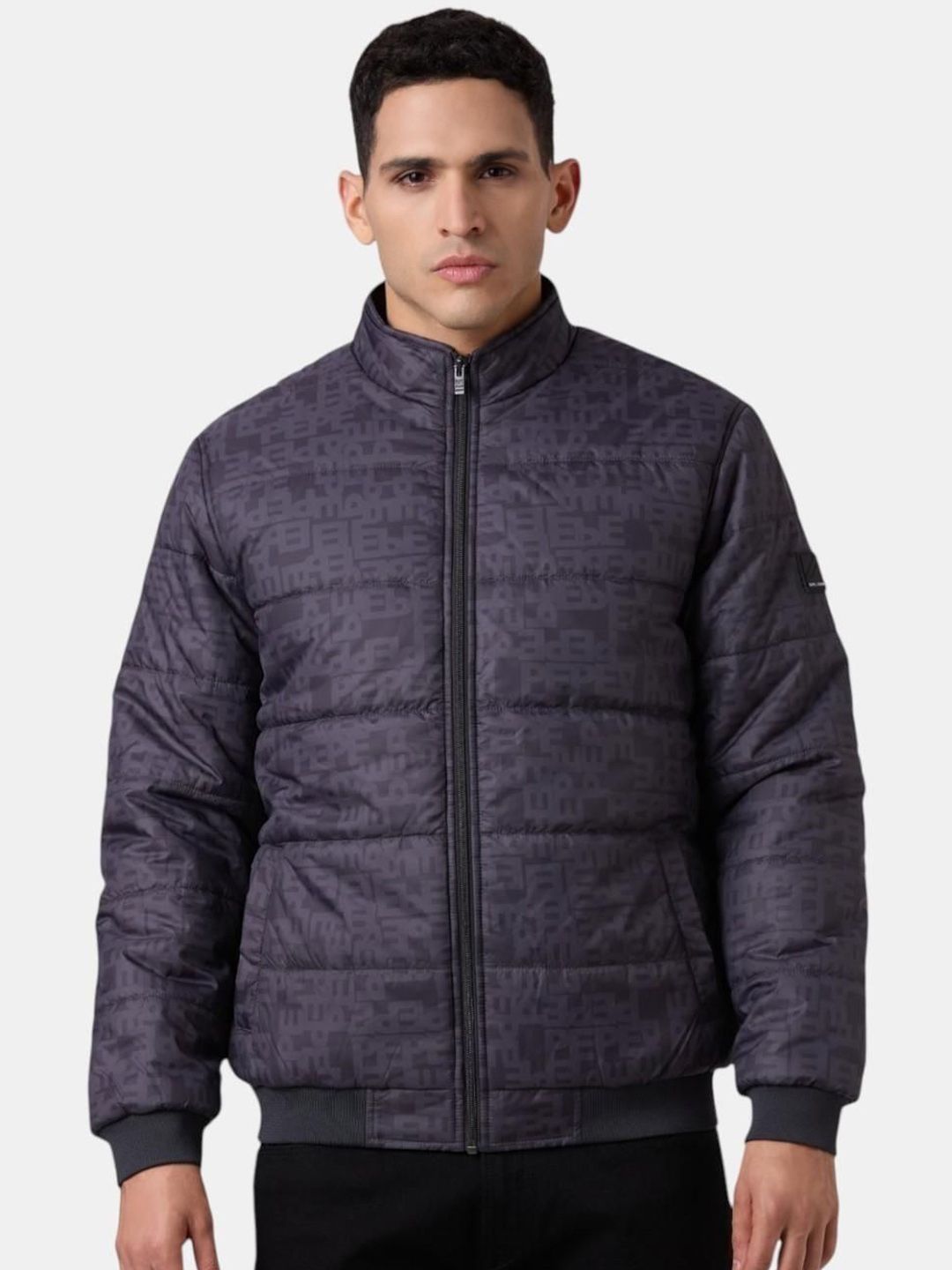 Pepe Jeans Men Mock Collar Typography Printed Bomber Jacket