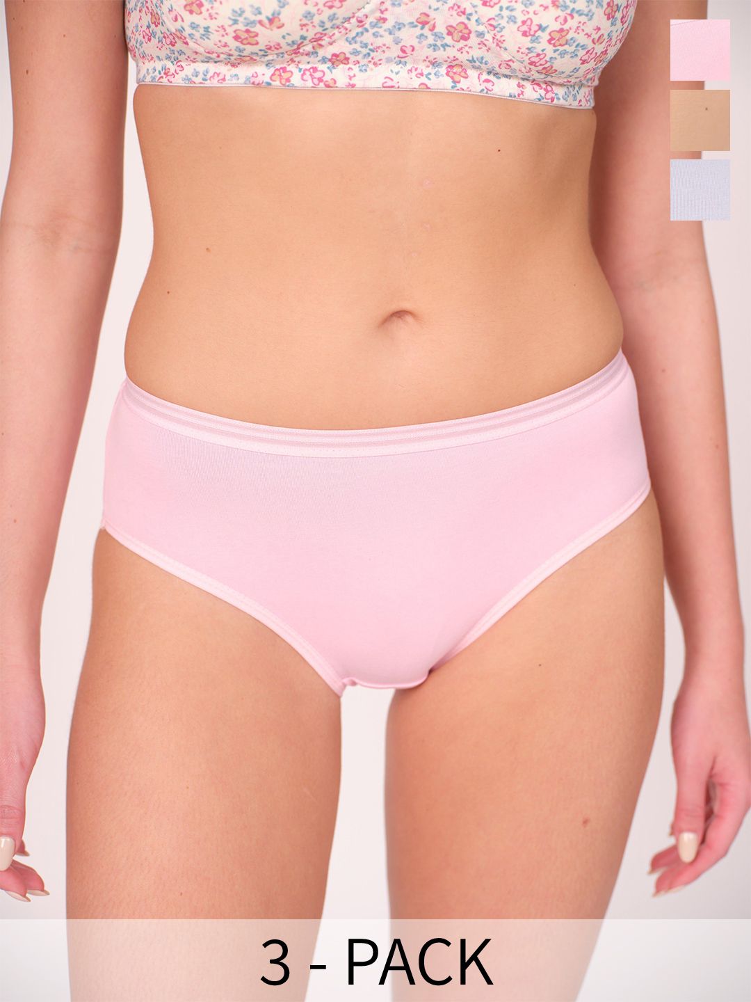 Munns & Mars Cotton Women Pack of 3 Mid-Rise Hipster Brief
