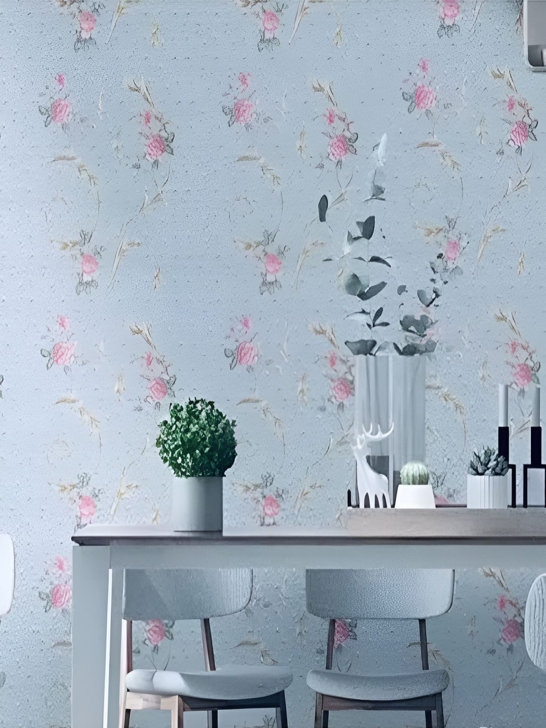 shyam steels shyam steels White & Pink Printed Waterproof Wallpapers