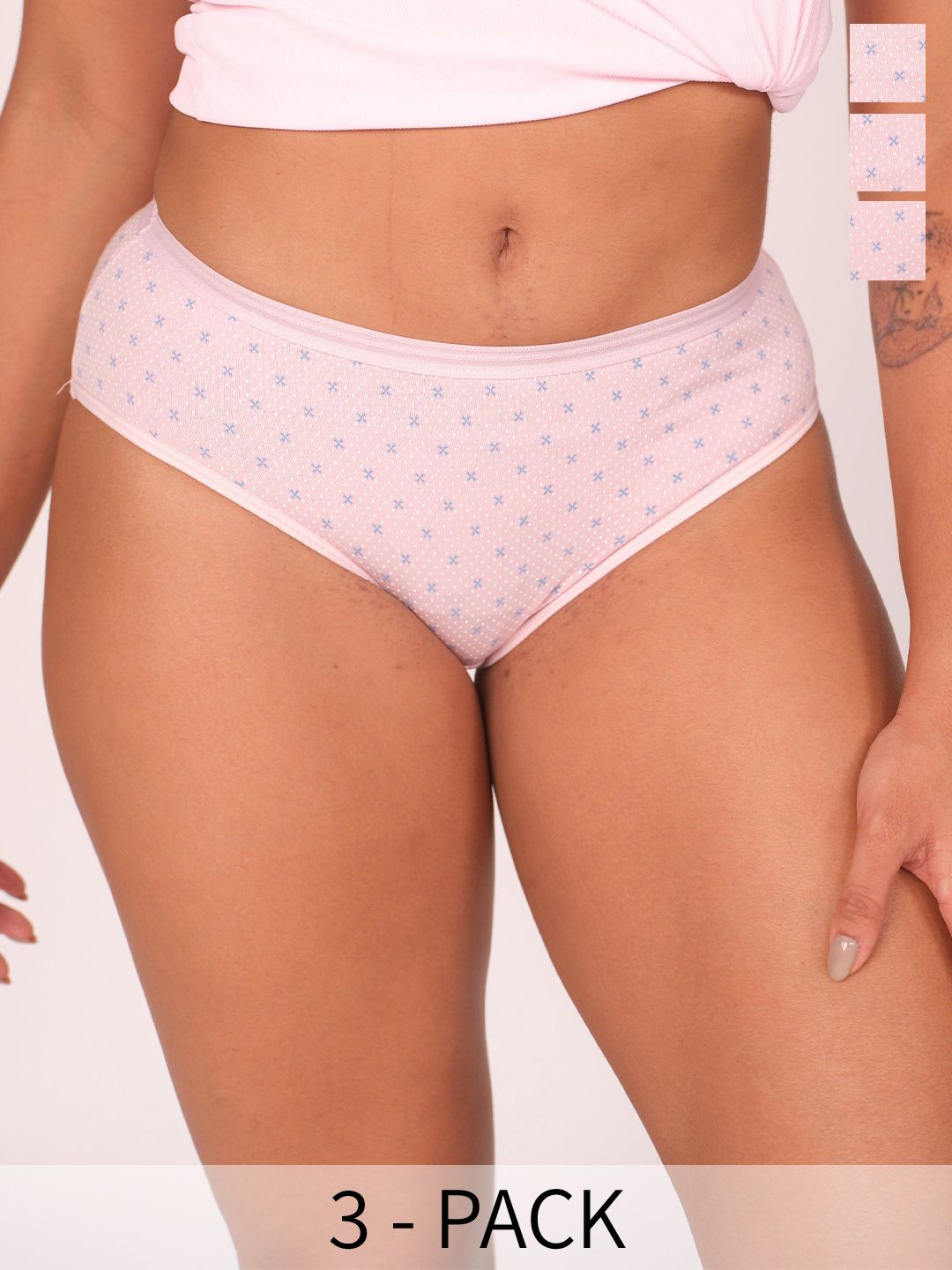 Munns & Mars Women Floral Printed Pack of 3 Mid-Rise Hipster Brief