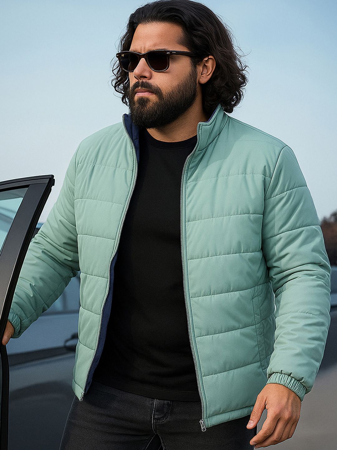 Bewakoof Plus Bewakoof Men Plus Size Reversible Puffer Jacket