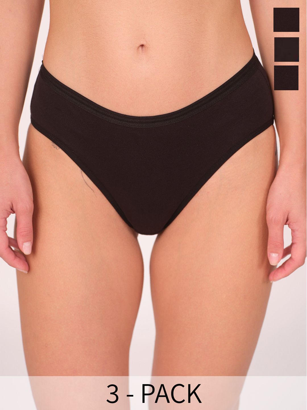 Munns & Mars Women Pack of 3 Mid-Rise Cotton Hipster Brief