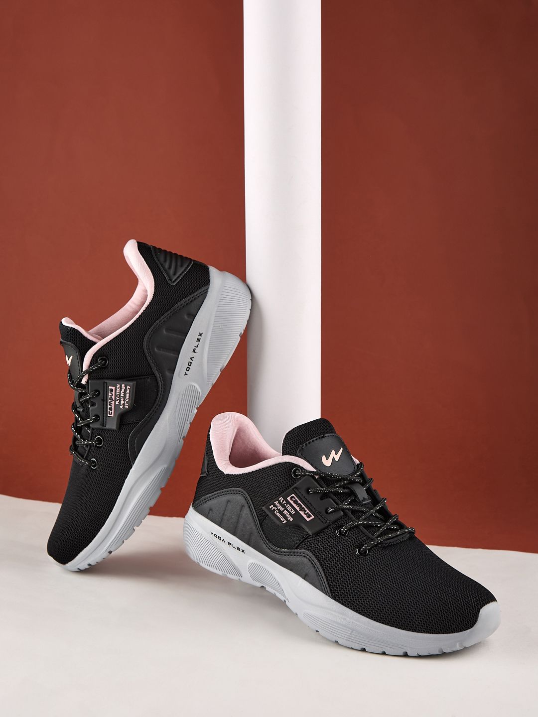 Campus Campus Women CLAIRE Black Mesh Running Shoes