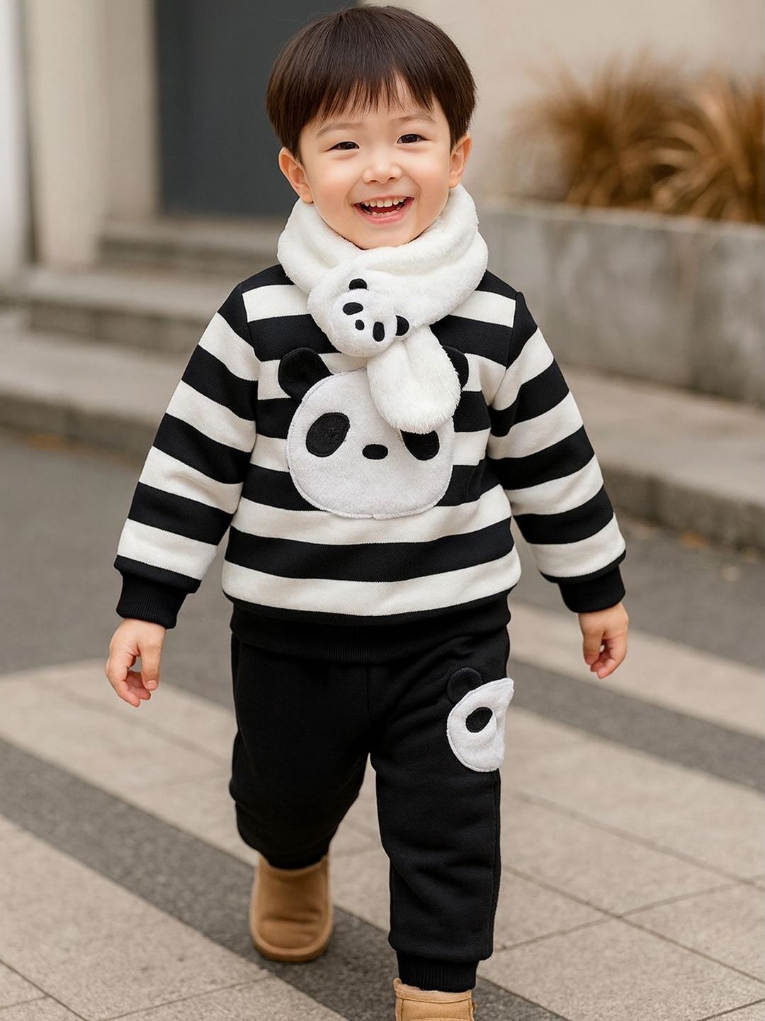 Bold N Elegant Kids Black Cotton Blend Embellished Clothing Set