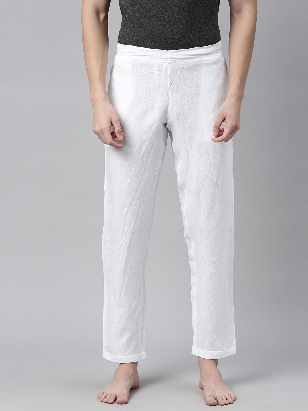 Ecentric Men White Solid Hemp Lounge Pant