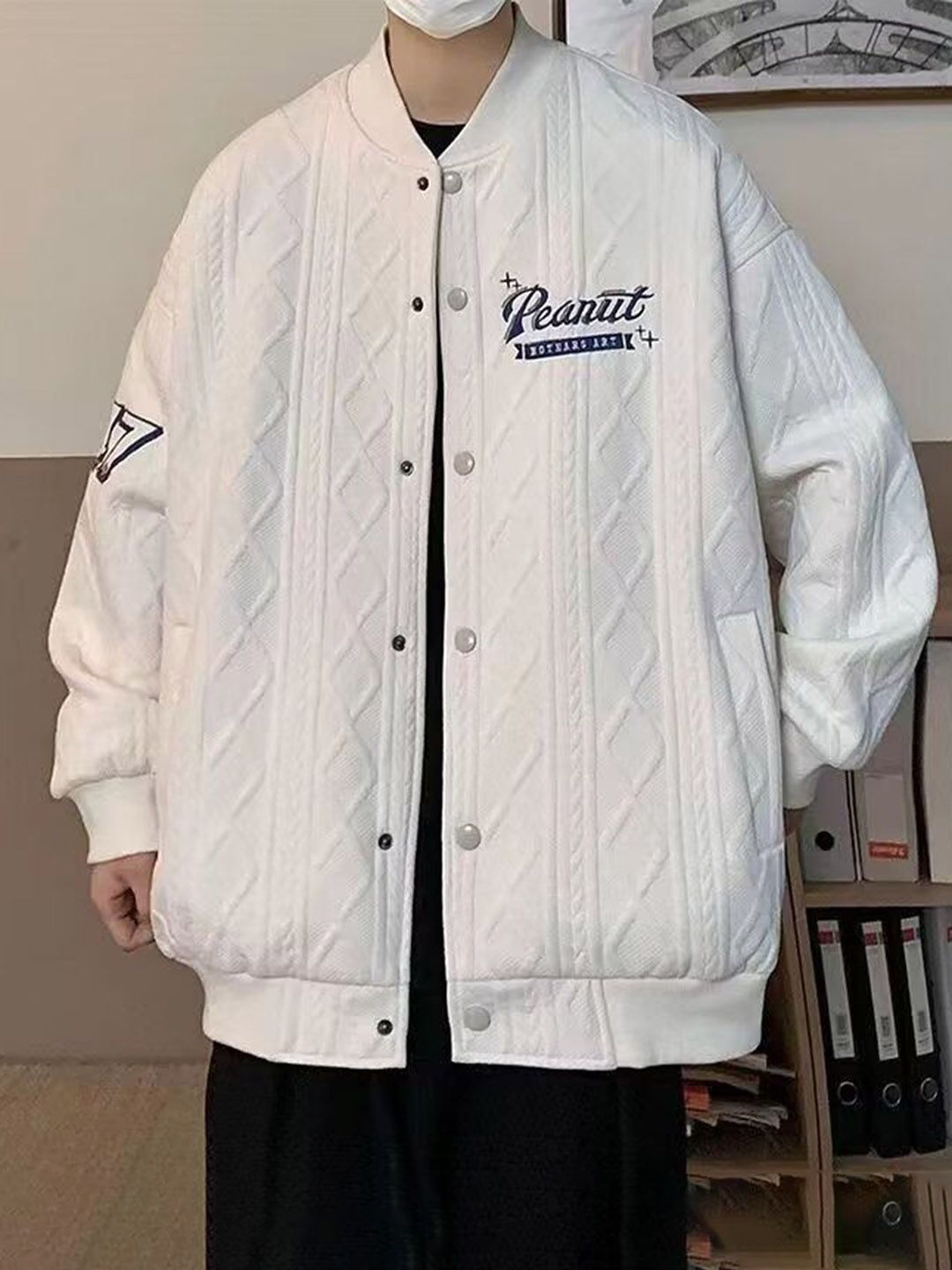 StyleCast x Revolte Peanut Typography Casual Regular Jacket