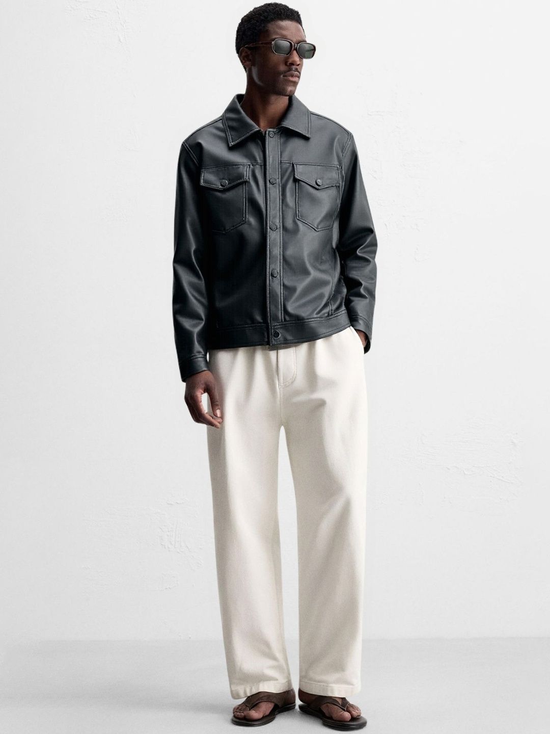 HERE&NOW Men Solid Long Sleeves Flap Pockets Jacket