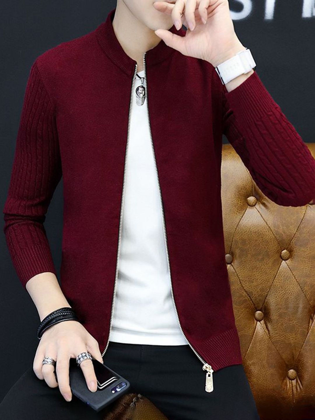 StyleCast Men Acrylic Open Front Jacket