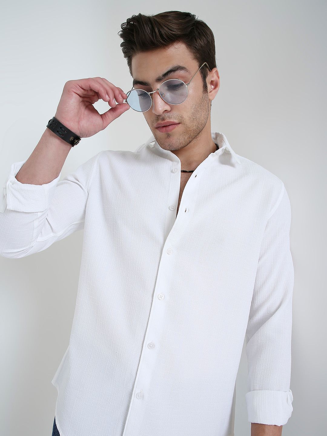 VASTRADO Men Classic Fit Textured Spread Collar Casual Shirt