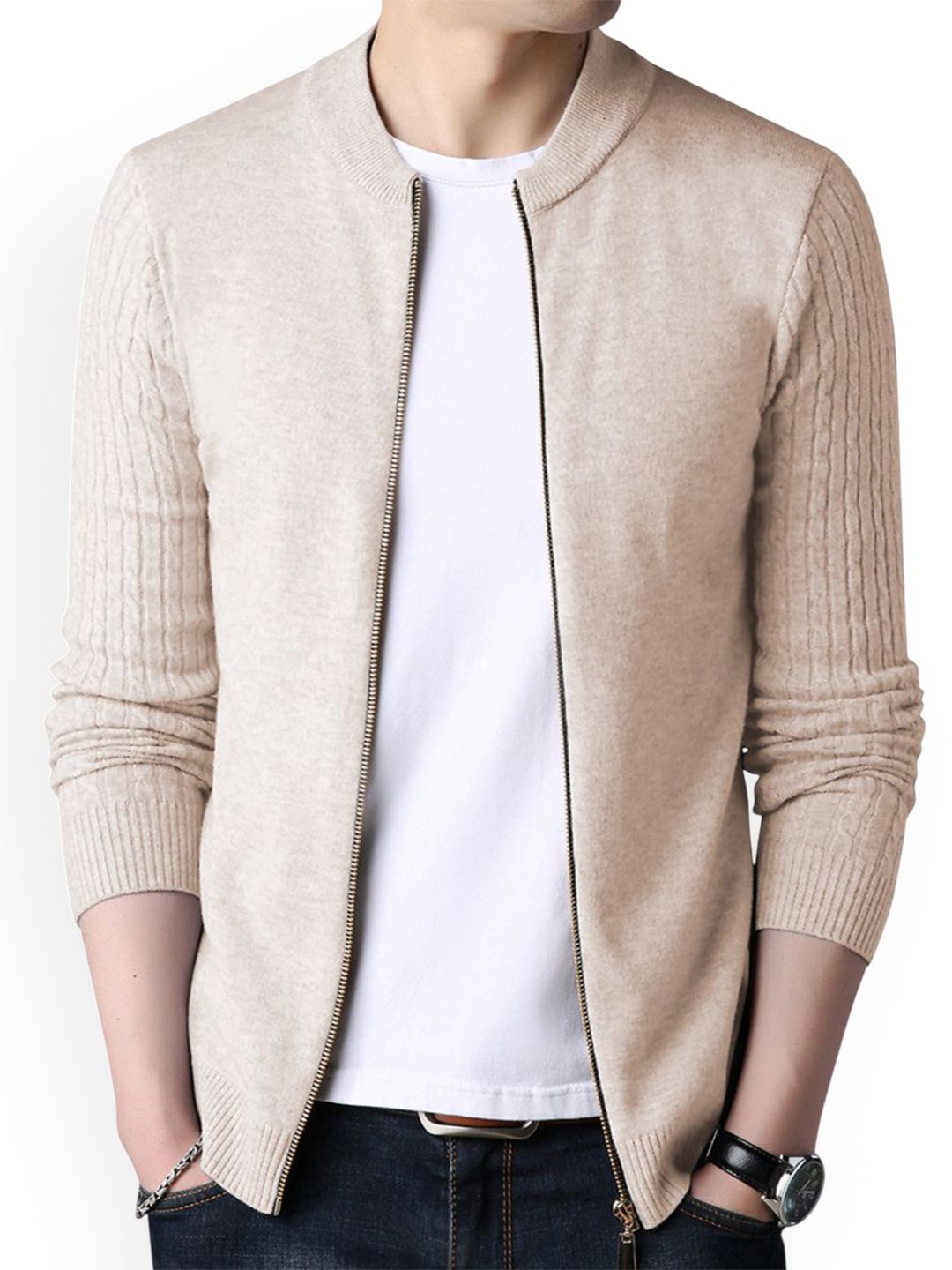StyleCast Men Mandarin Collar Long Sleeves Quilted Jacket