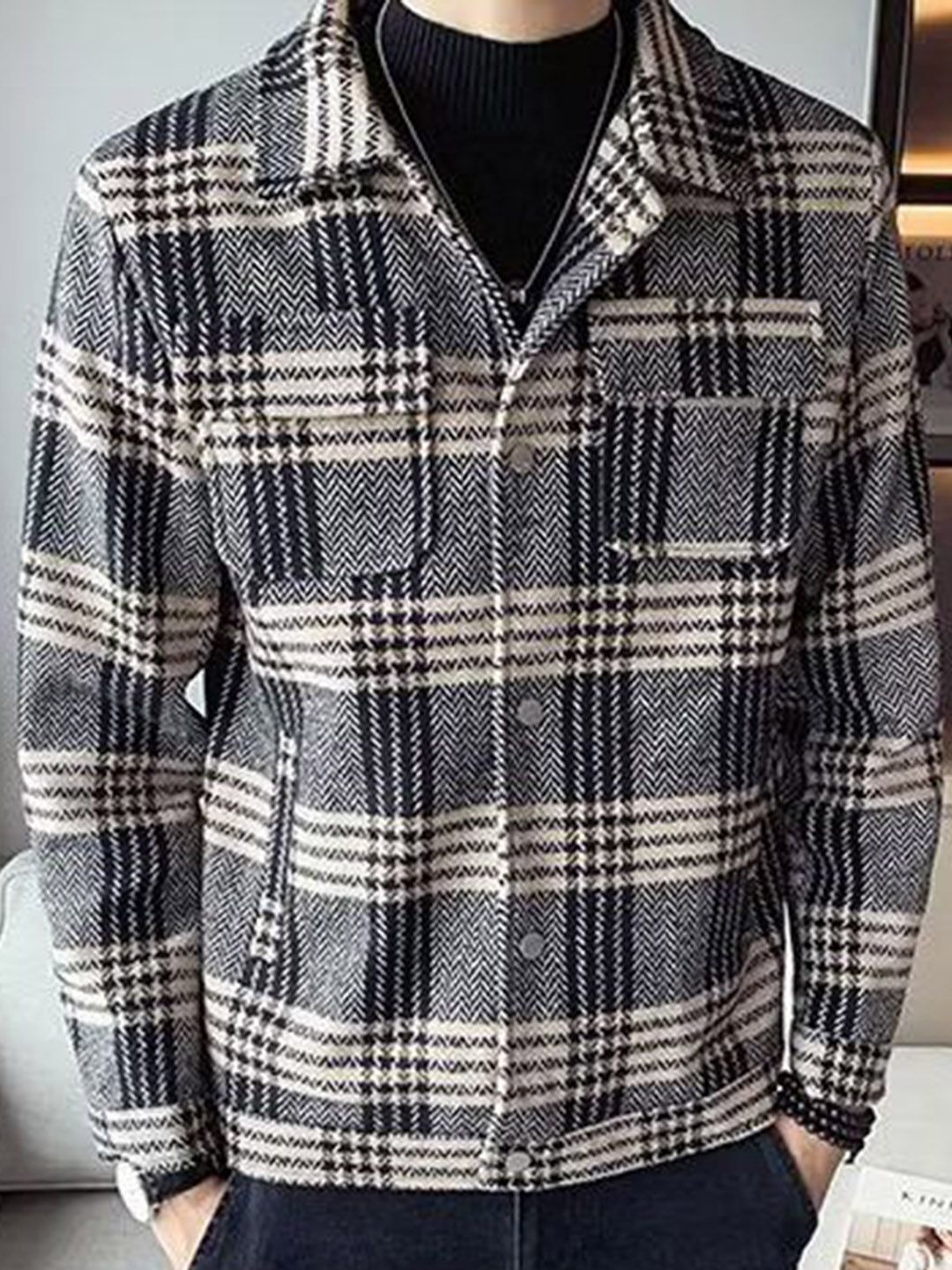 StyleCast x Revolte Men Checked Insulator Tailored Jacket