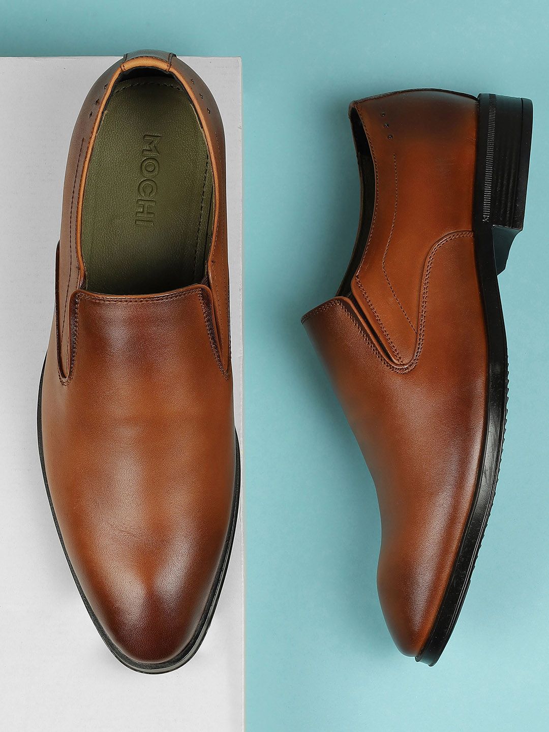 Mochi Men Leather Formal Slip On Shoes
