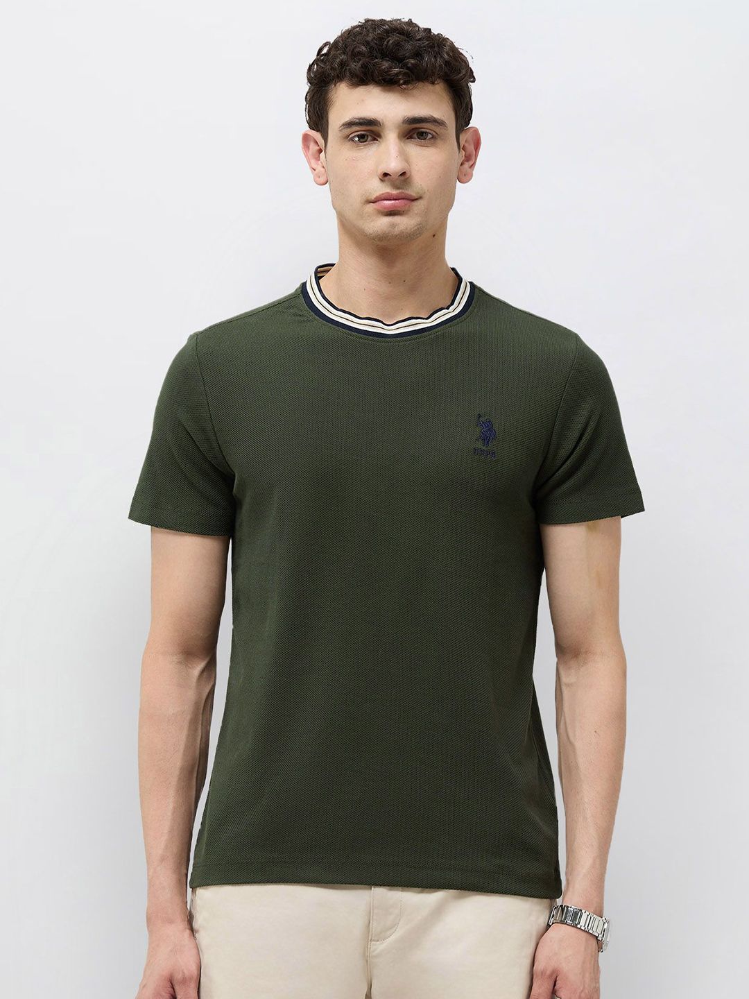 U.S. Polo Assn. Brand Logo Round Neck Pure Cotton T-shirt