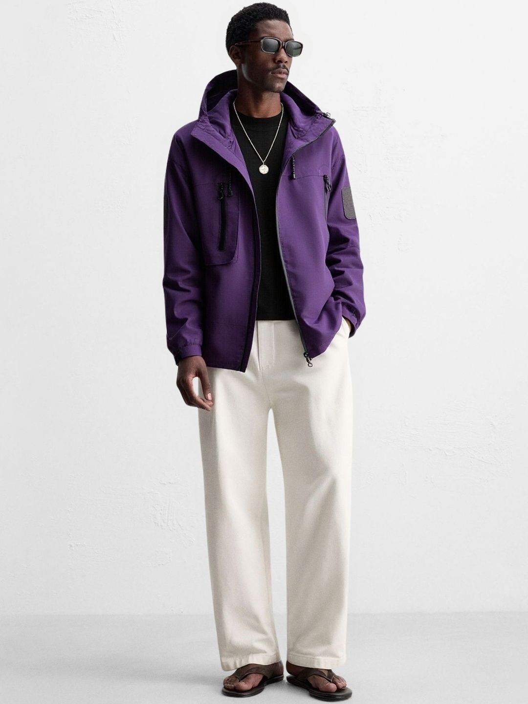 HERE&NOW Men Polyester Hooded Woven Jacket