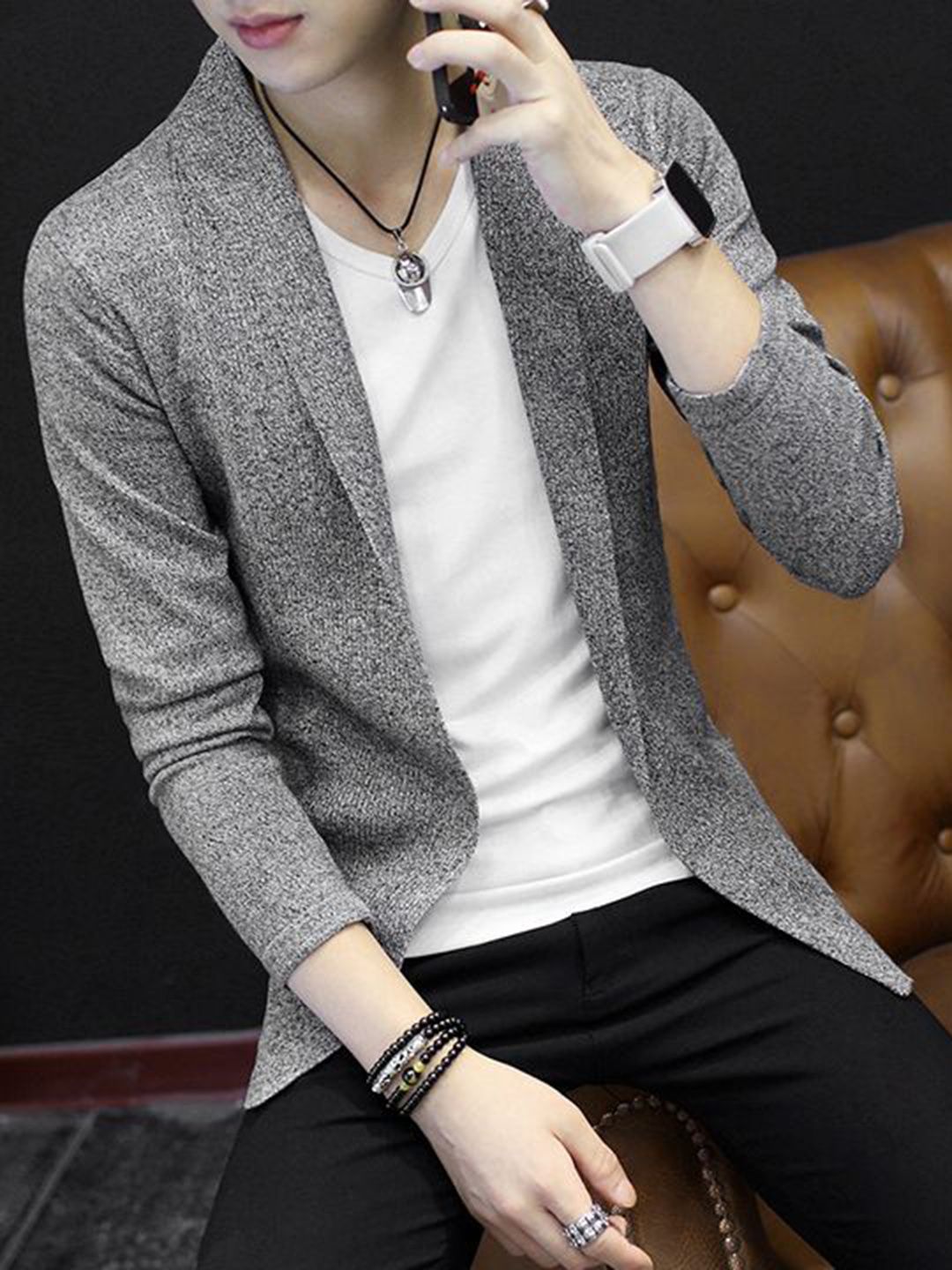 StyleCast Men Shawl Collar Regular Open Front Jacket