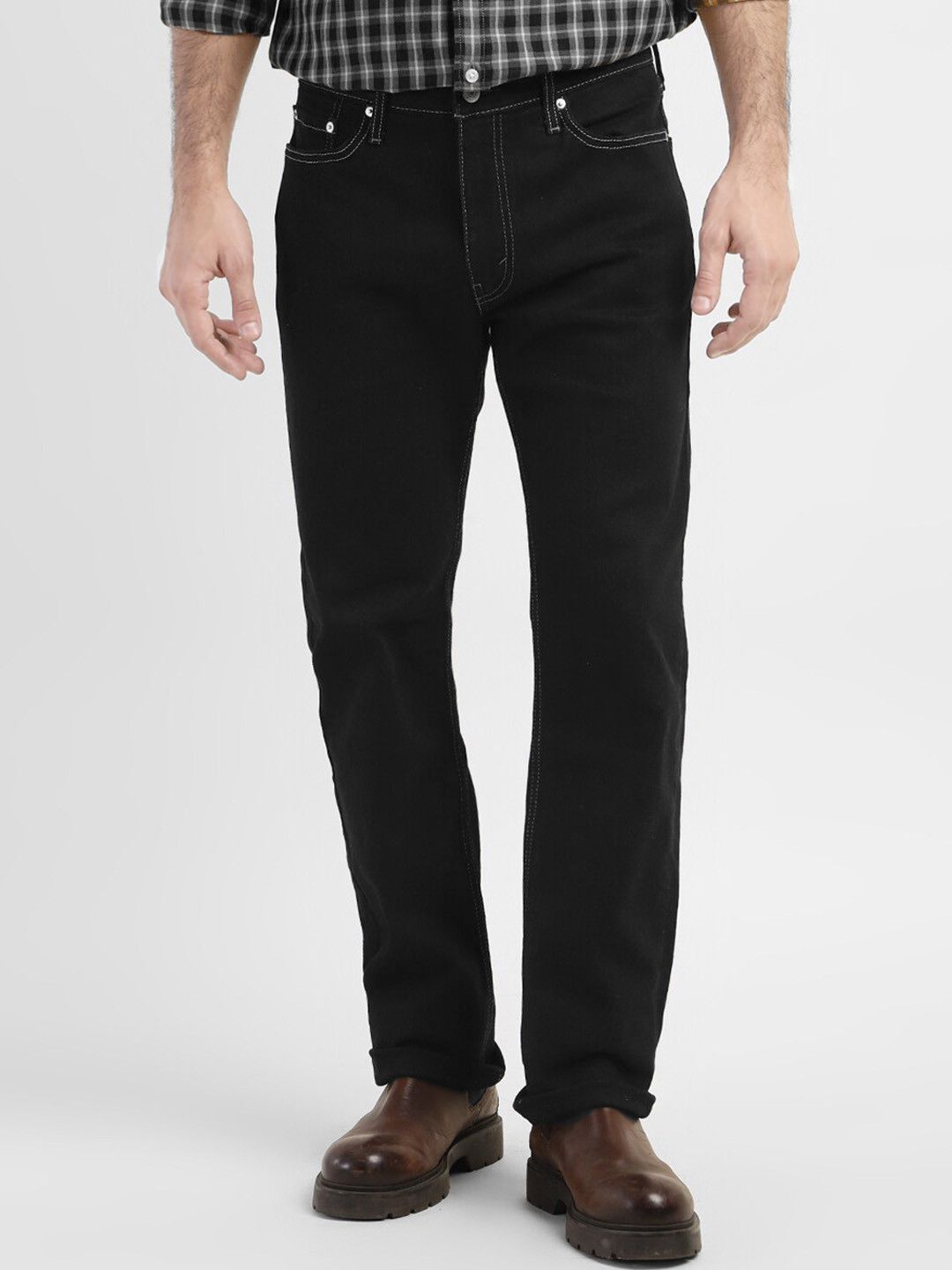 fineblu Men Classic Straight Fit High-Rise Stretchable Jeans