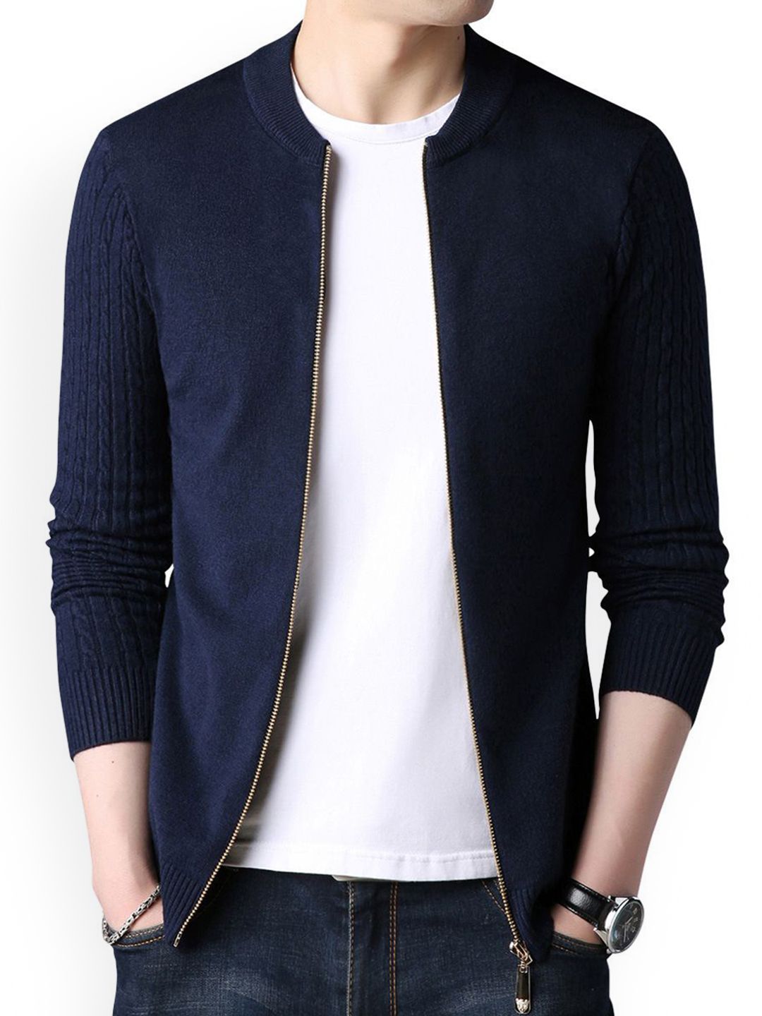 StyleCast Men Mandarin Collar Long Sleeves Quilted Jacket