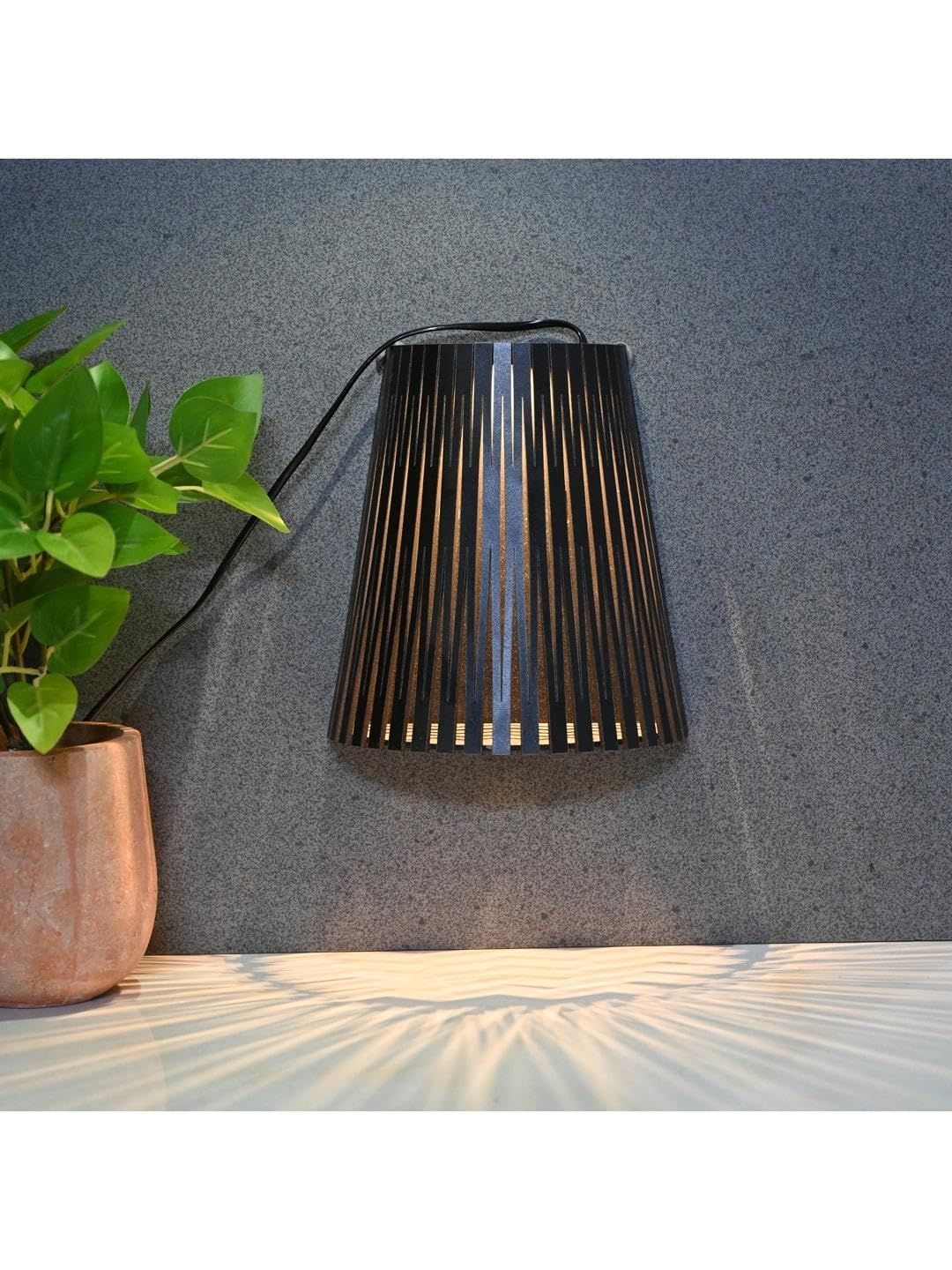 1ST TIME Black & Brown Wood Wall Lamp