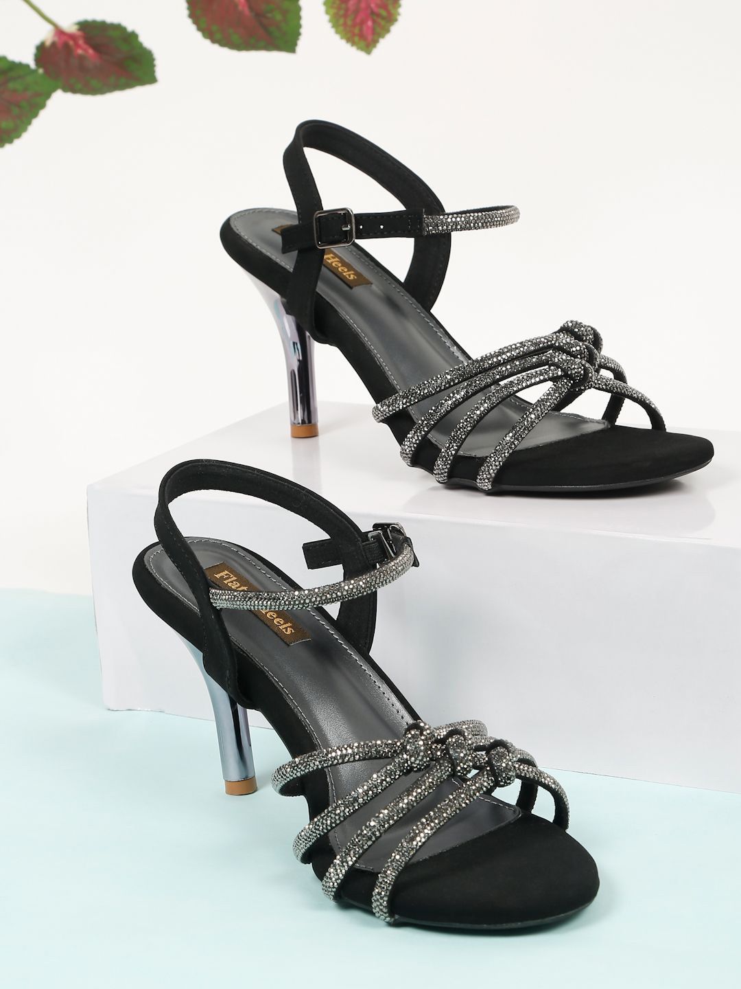 Flat n Heels Women Embellished Open Toe Slim Heel Sandals