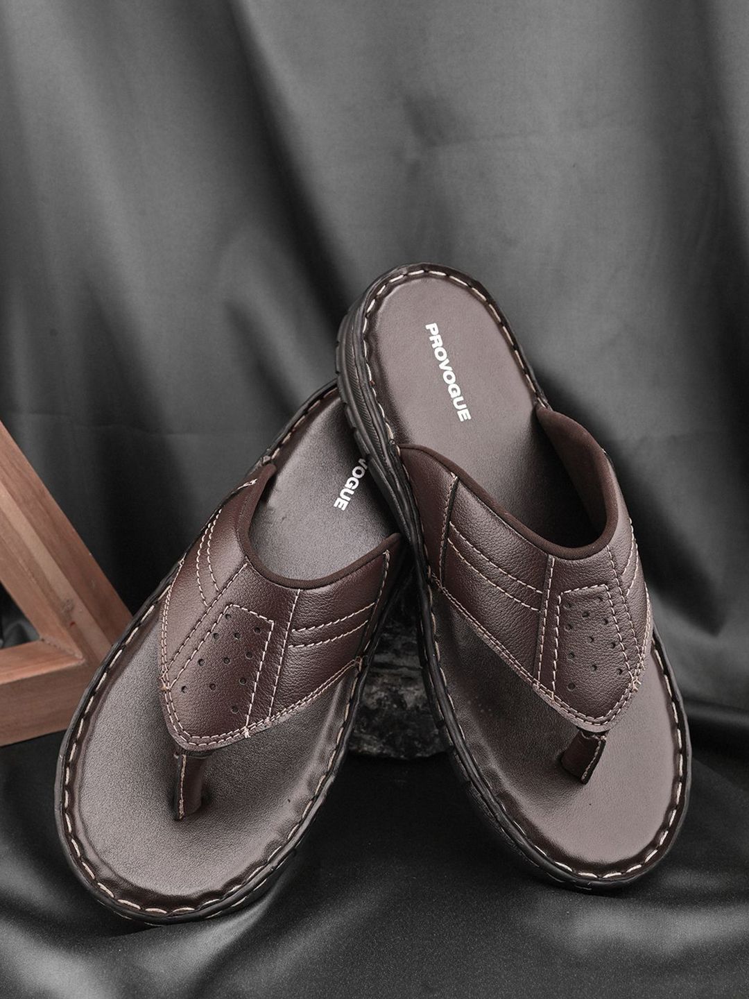 Provogue Men Textured Slip On Comfort Sandals