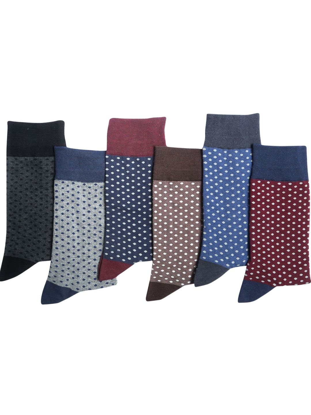 N2S NEXT2SKIN Men Pack Of 6 Assorted Cotton Seamless Crew-Length Stretchable Socks