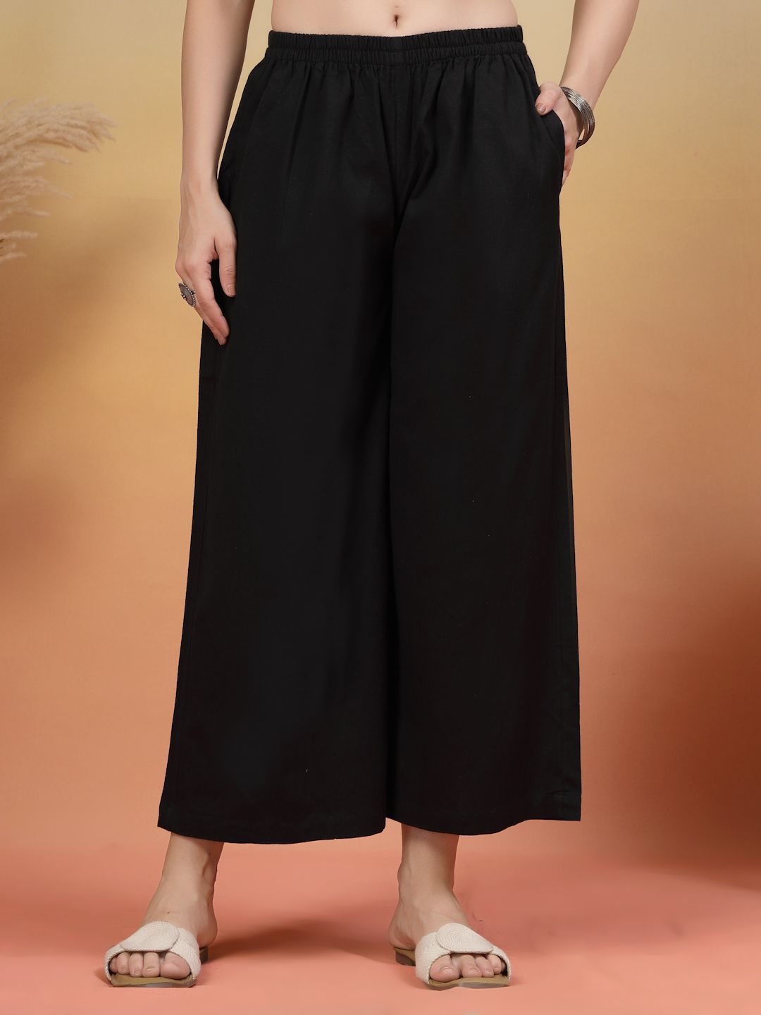 COTLAND FASHION Women Straight Slip-On Cotton Palazzos