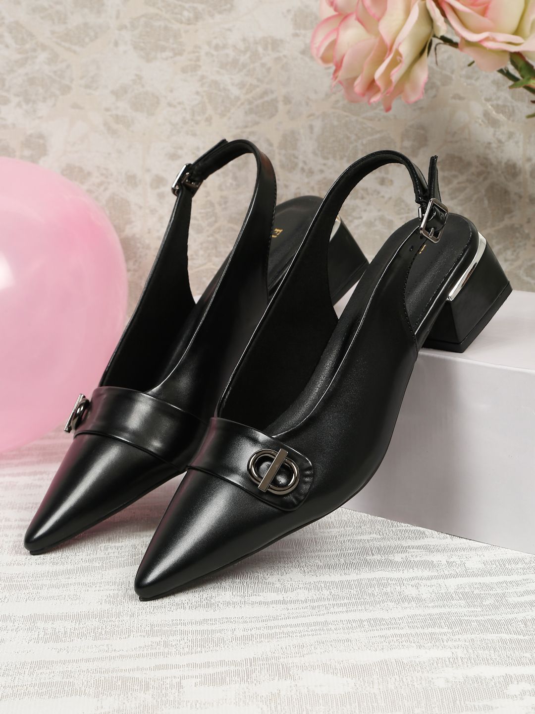 Flat n Heels Women Block Pumps with Bows