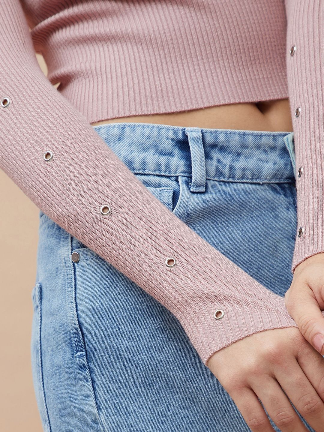 トップス eaphi MULTI SHOULDER PARTS RIB TOPS Buy Ginger by Lifestyle Ribbed Off-Shoulder Long Sleeves Crop Top