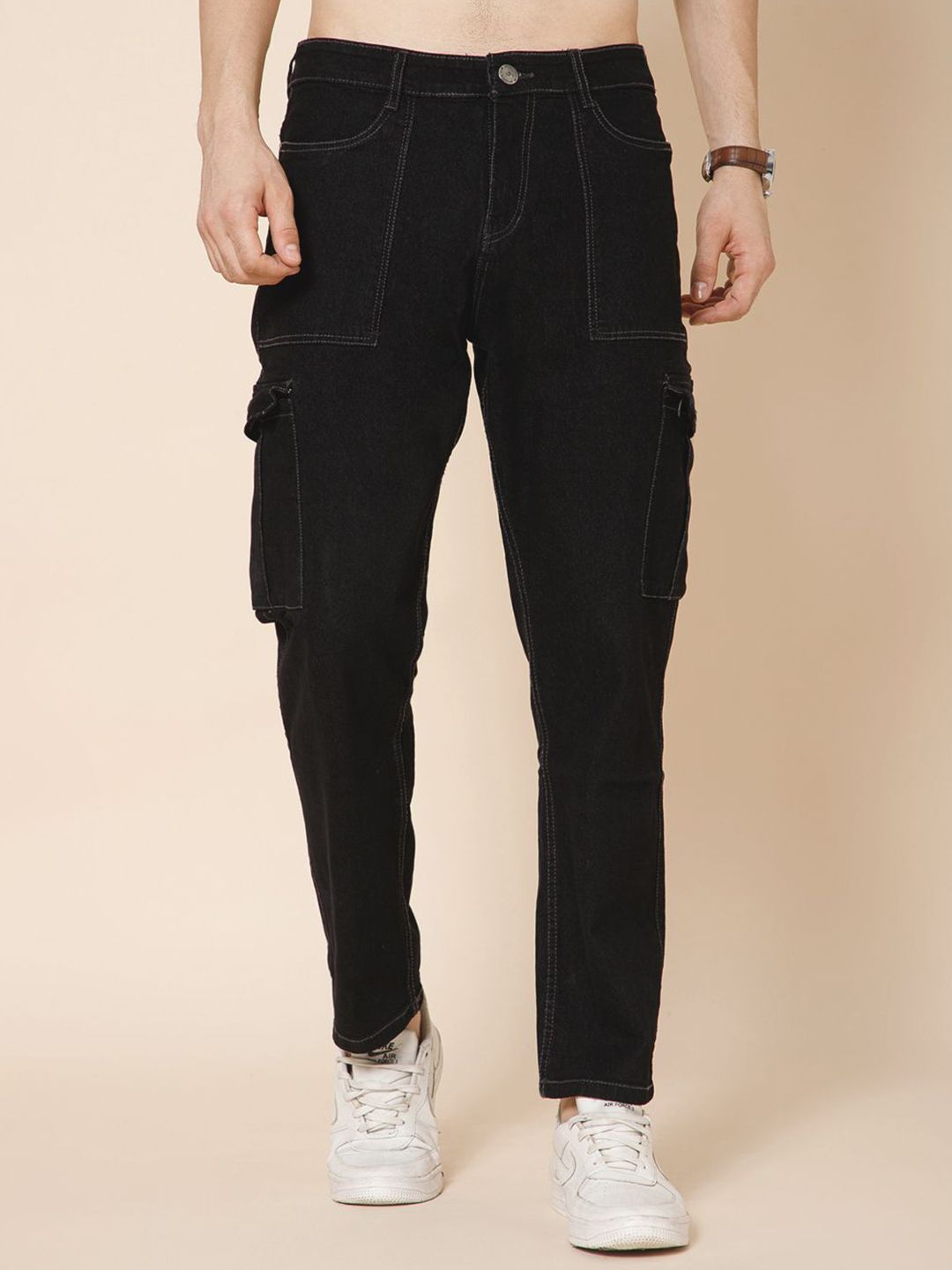 STUDIO NEXX Men Regular Fit Mid-Rise Stretchable Cargo Jeans