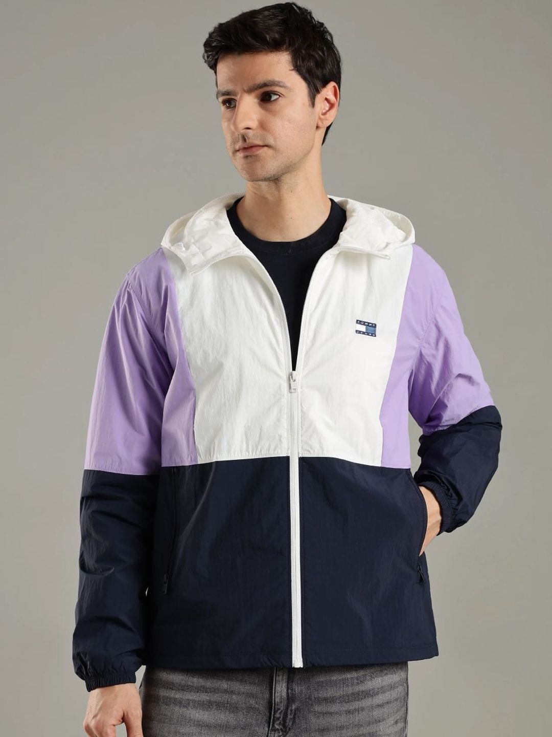 Tommy Hilfiger Men Hooded Colourblocked Tailored Jacket