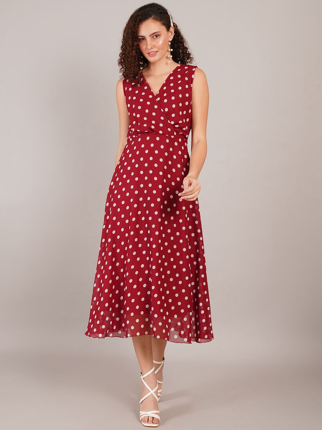 open lace back dress Buy Stylish Fancy Rayon Polka Dot Print Dress for Women Pack of 1 Red 5  Meter at Amazon.in