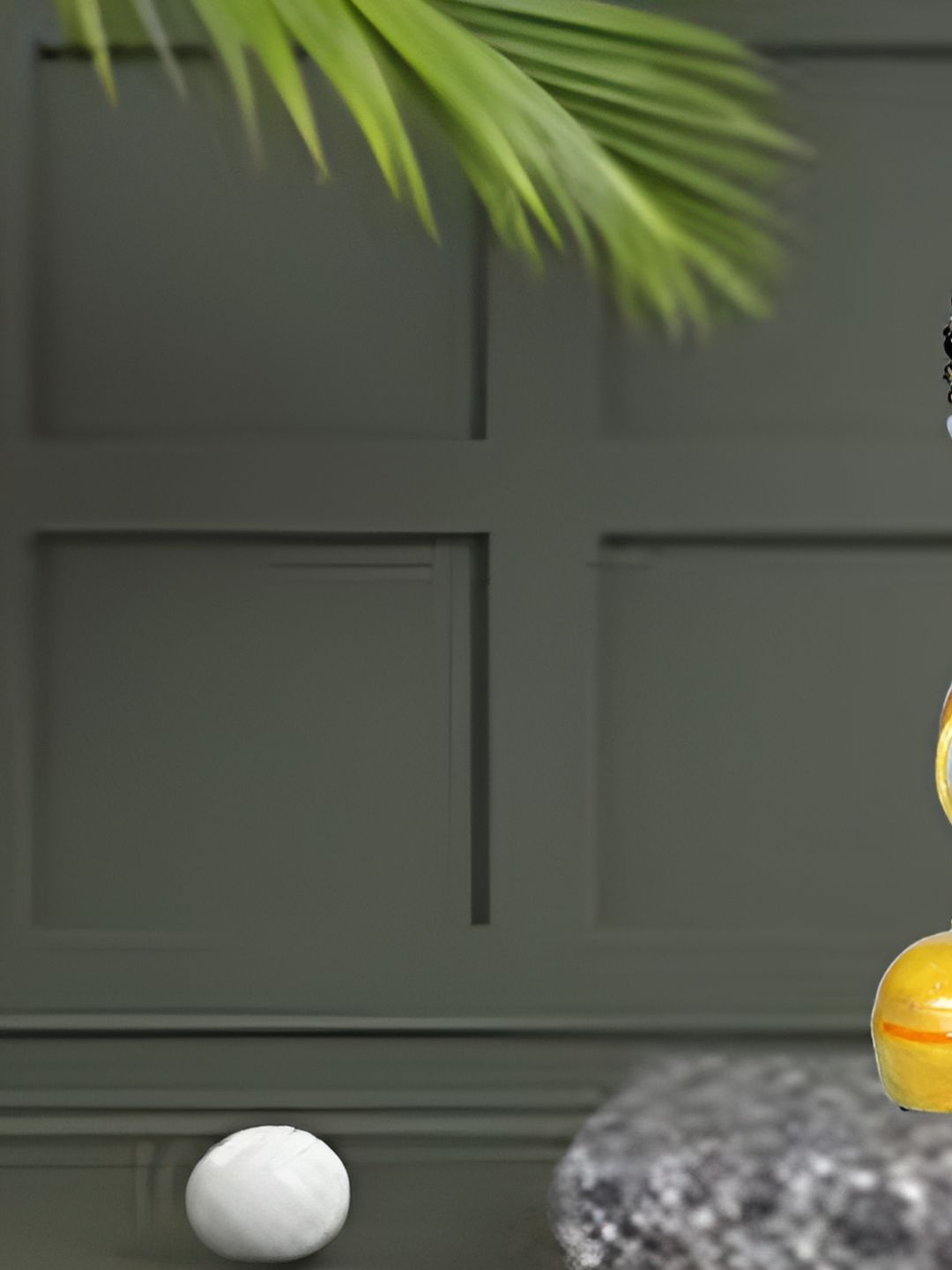 MISS PEACH Yellow & White Buddha Idol Showpiece
