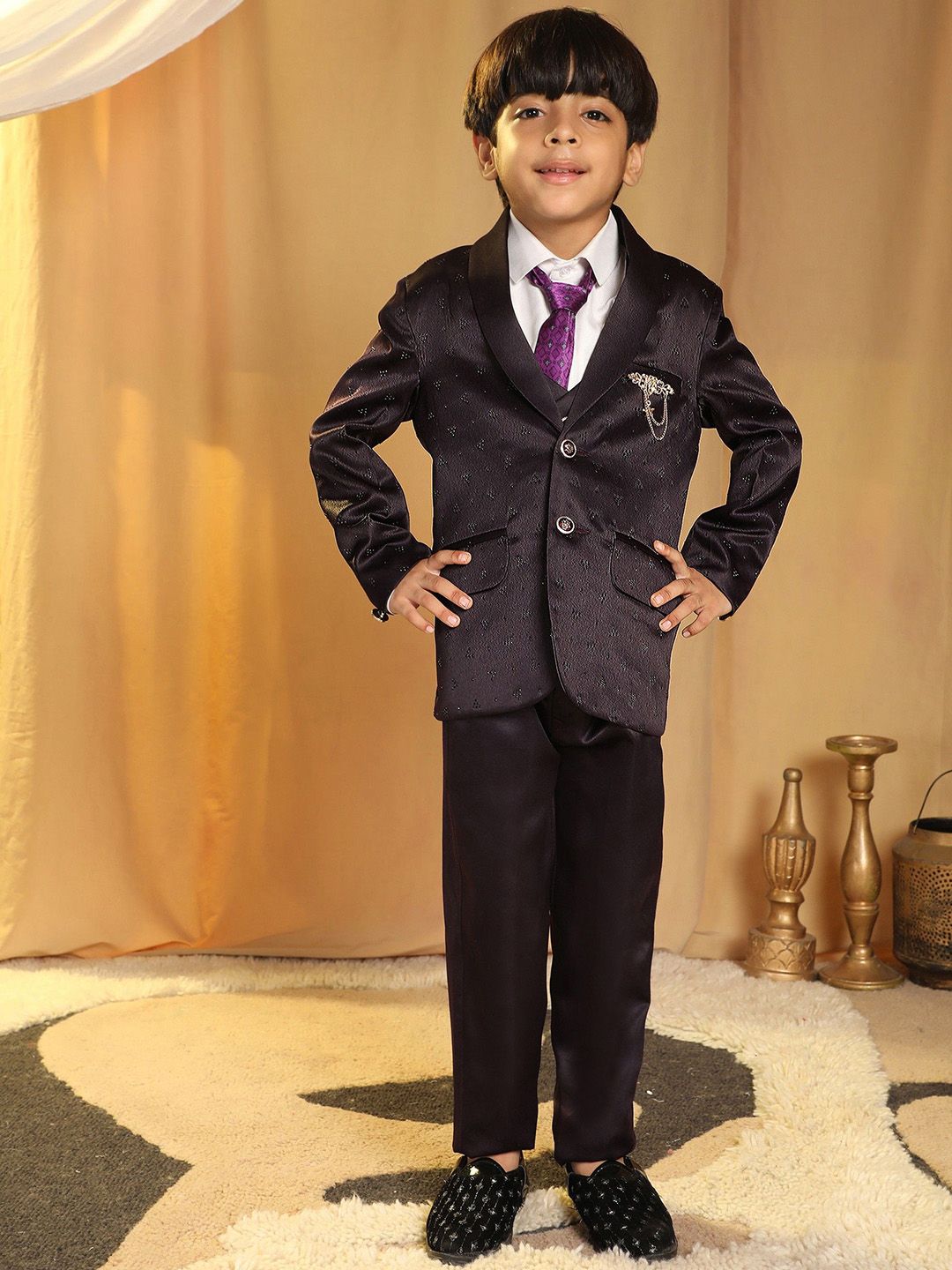 Pro-Ethic STYLE DEVELOPER Boys Notched Lapel Single-Breasted Five Pieces Suits