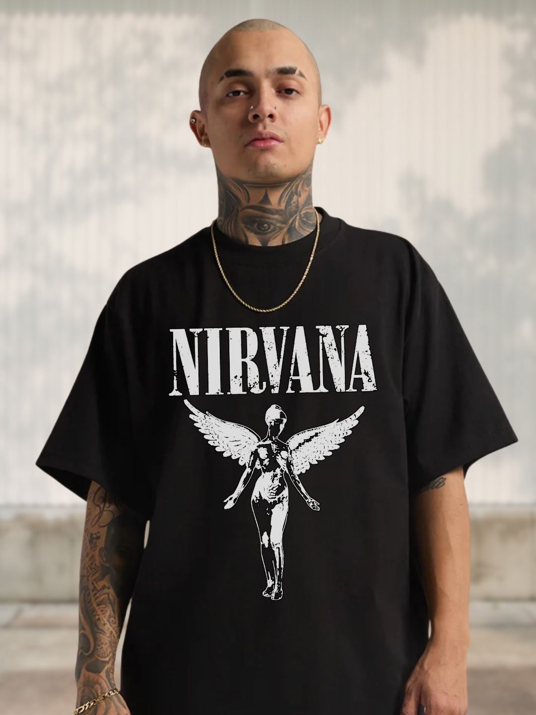 Cool Plus Men Nirvana Graphic Printed Round Neck Cotton Oversized T-shirt