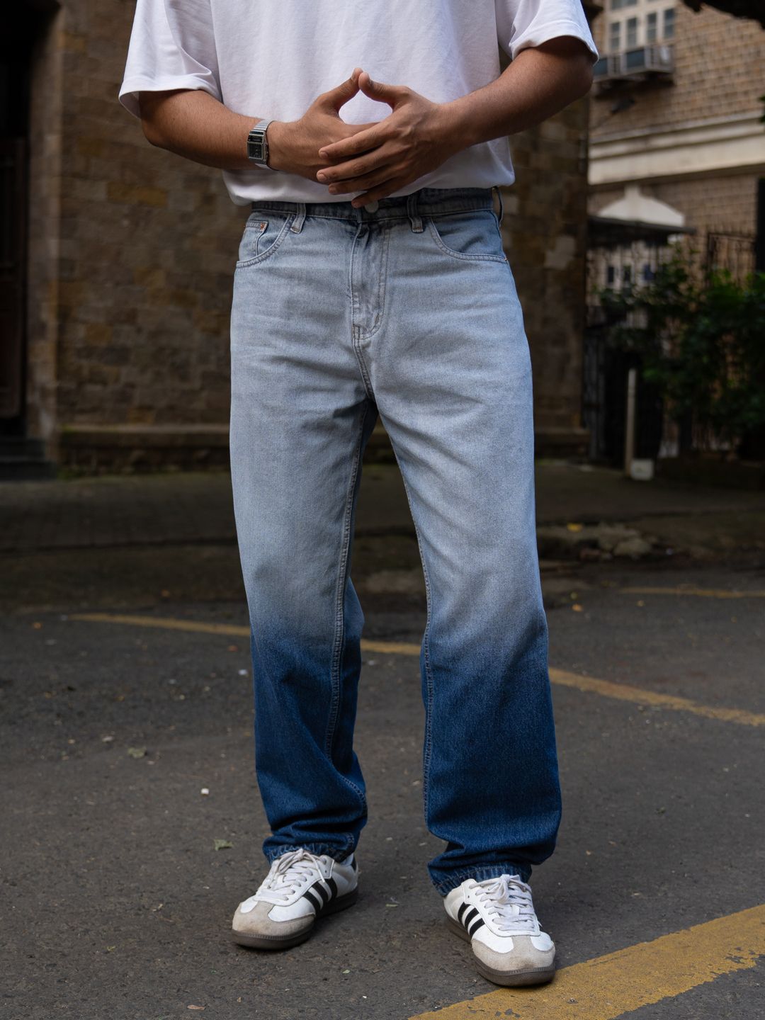 Blue Ombre Baggy Jeans Powerlook Men Blue Ombre Baggy Jeans
