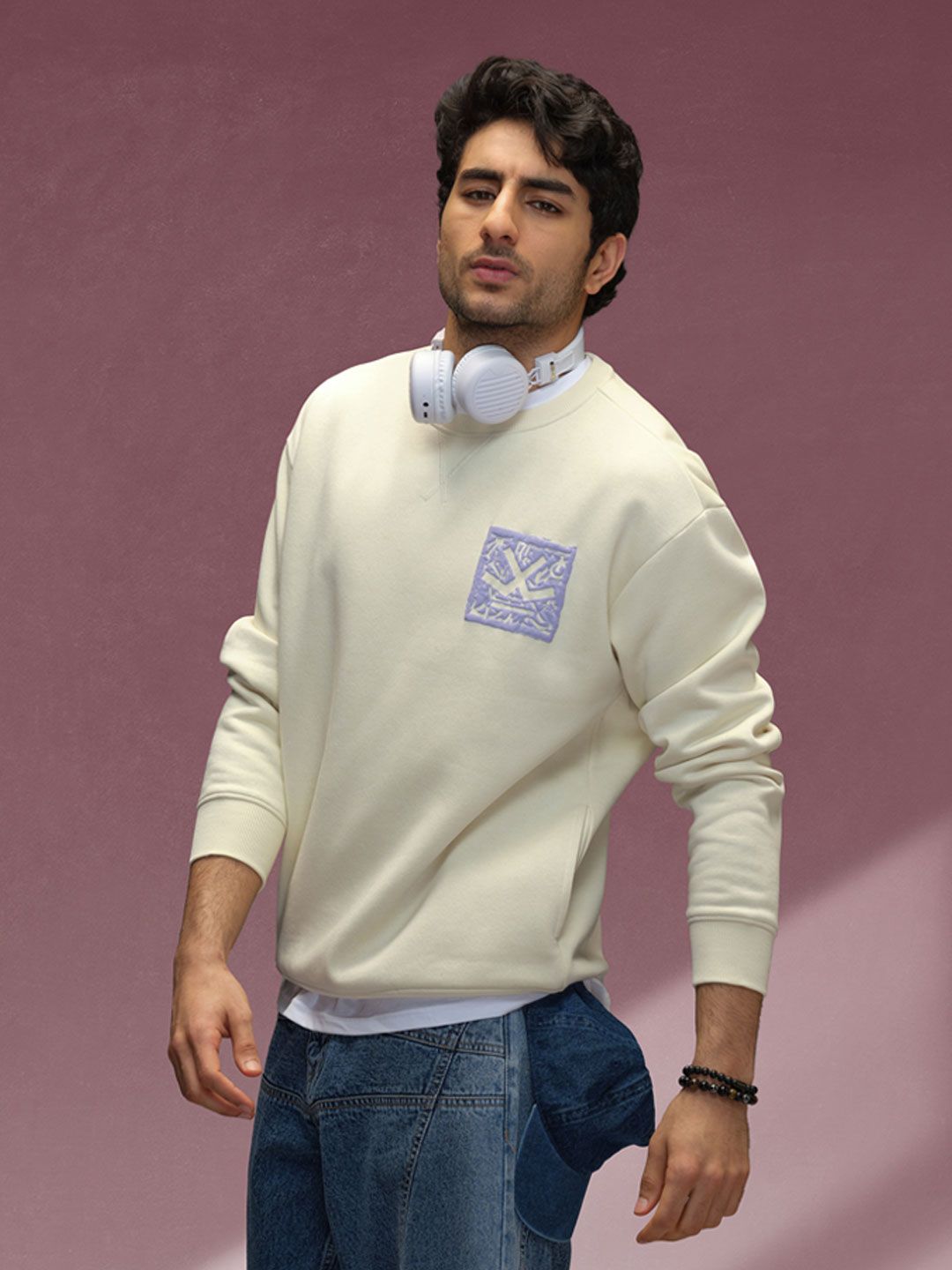WROGN Men Brand Logo Printed Round Neck Long Sleeves Pullover Sweatshirt