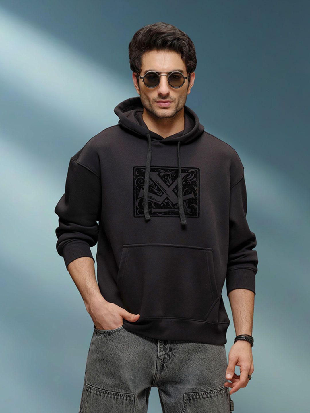 WROGN WROGN Men Printed Hooded Pullover Sweatshirt