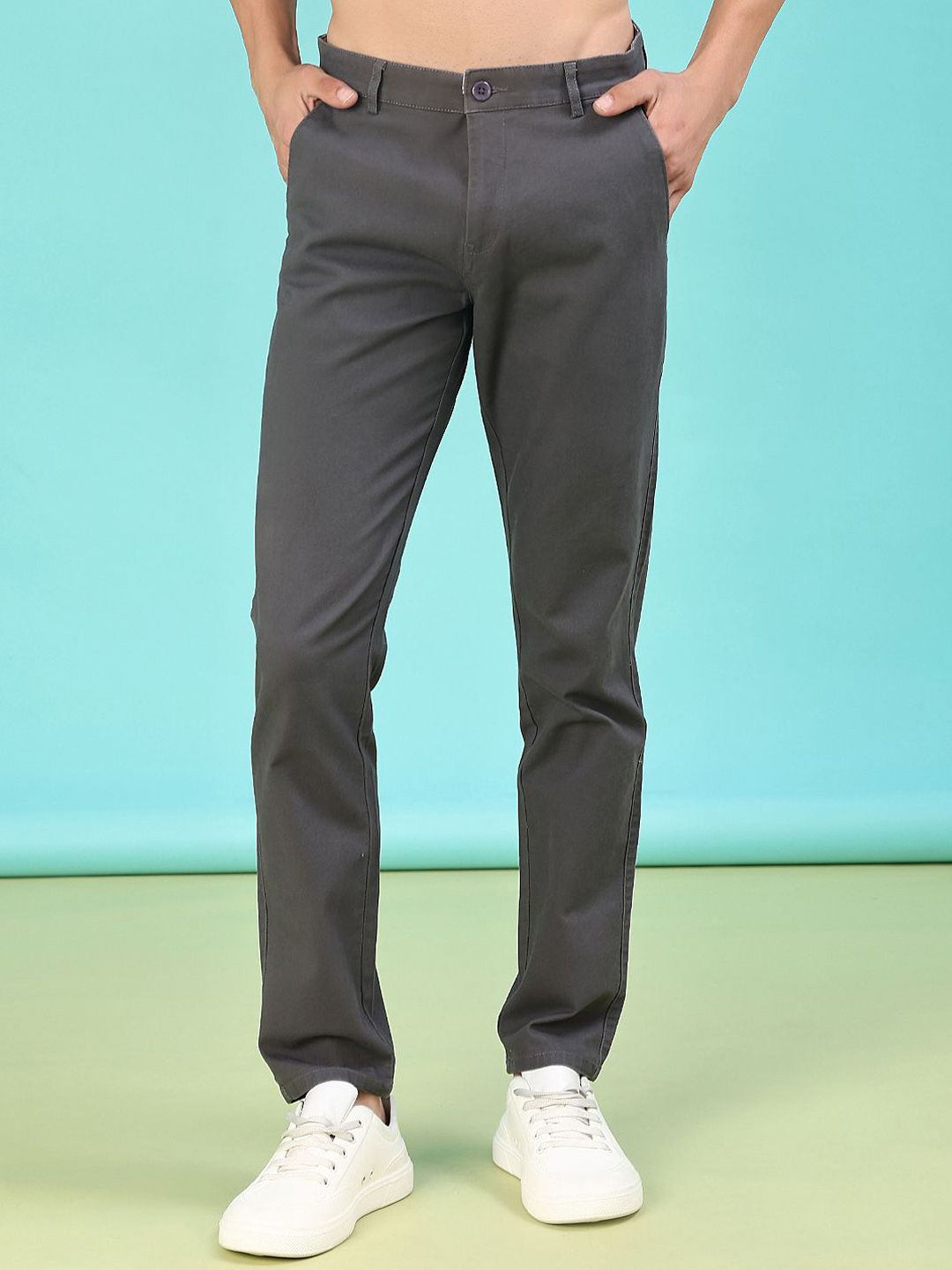 V-Mart Men Solid Regular Fit Mid-Rise Chinos Trousers