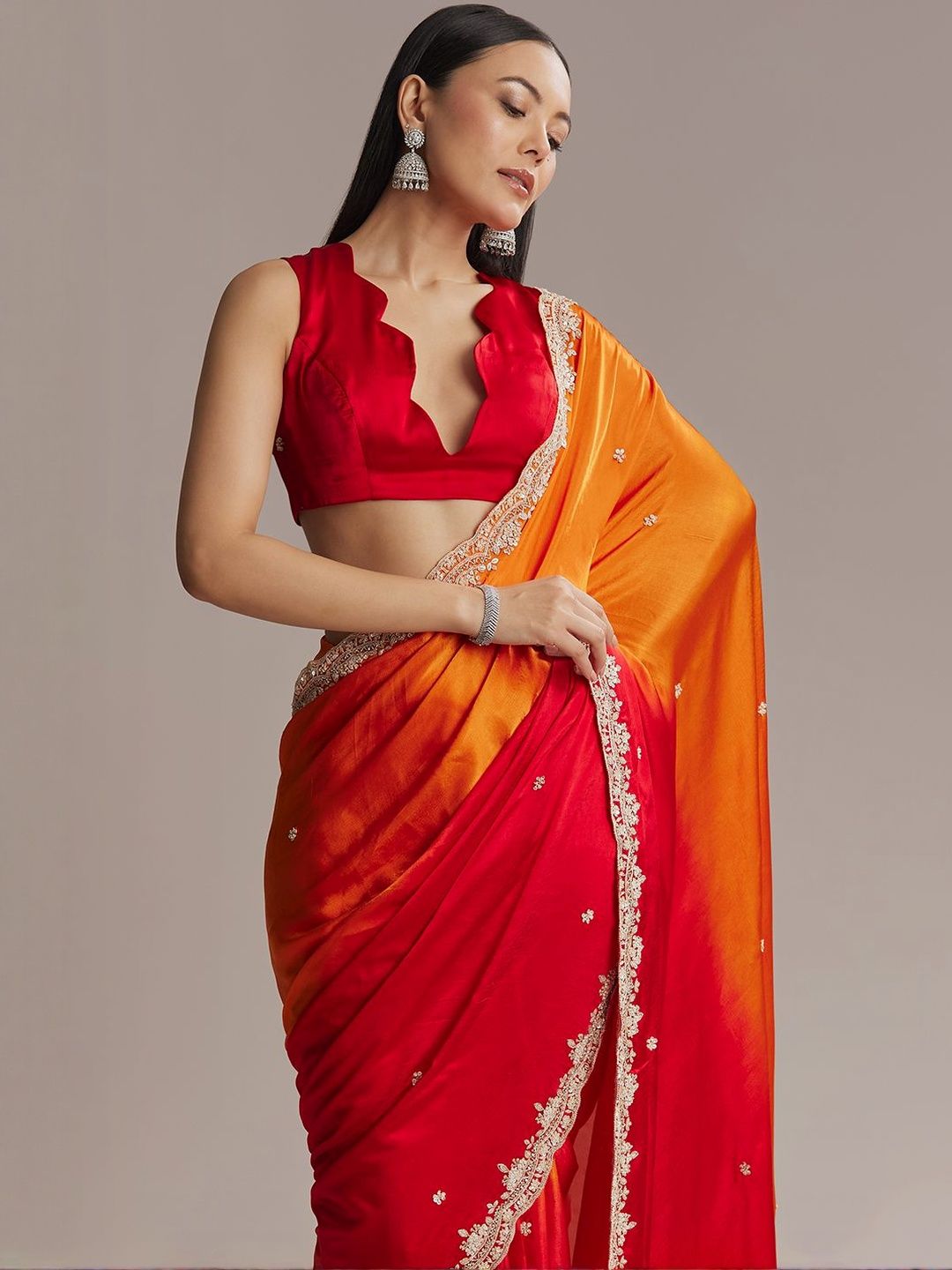 KALKI Fashion KALKI Fashion Sequinned Embellished Heavy Work Saree With Unstiched Blouse