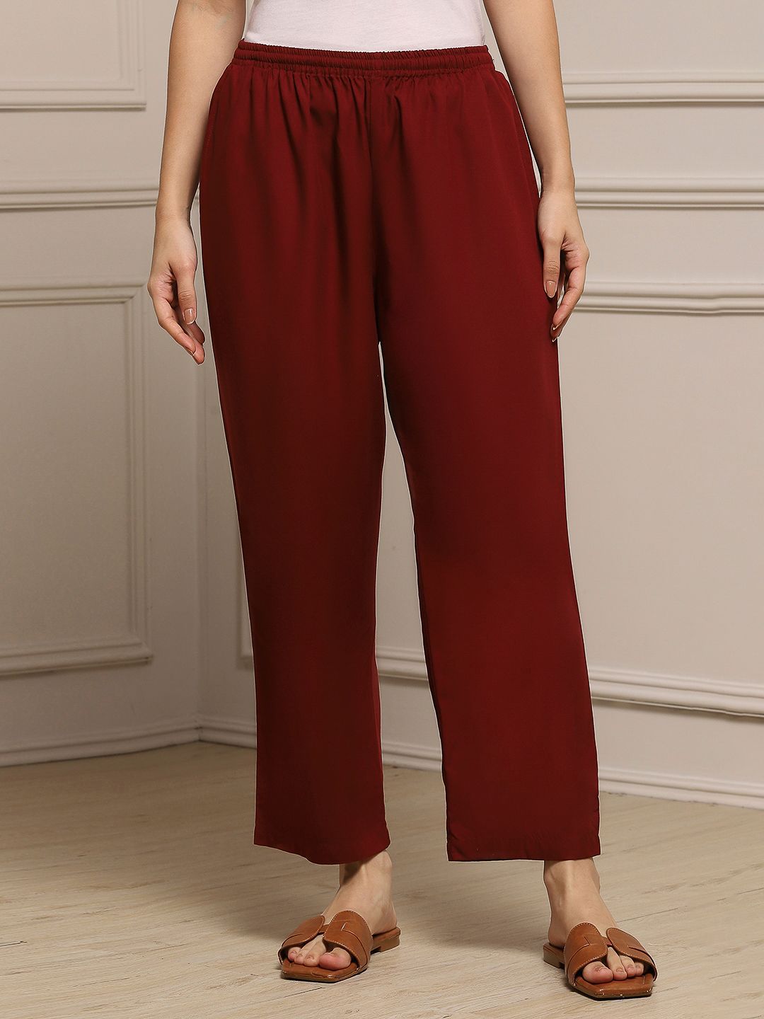 Biba Women Knitted Straight Regular Palazzos