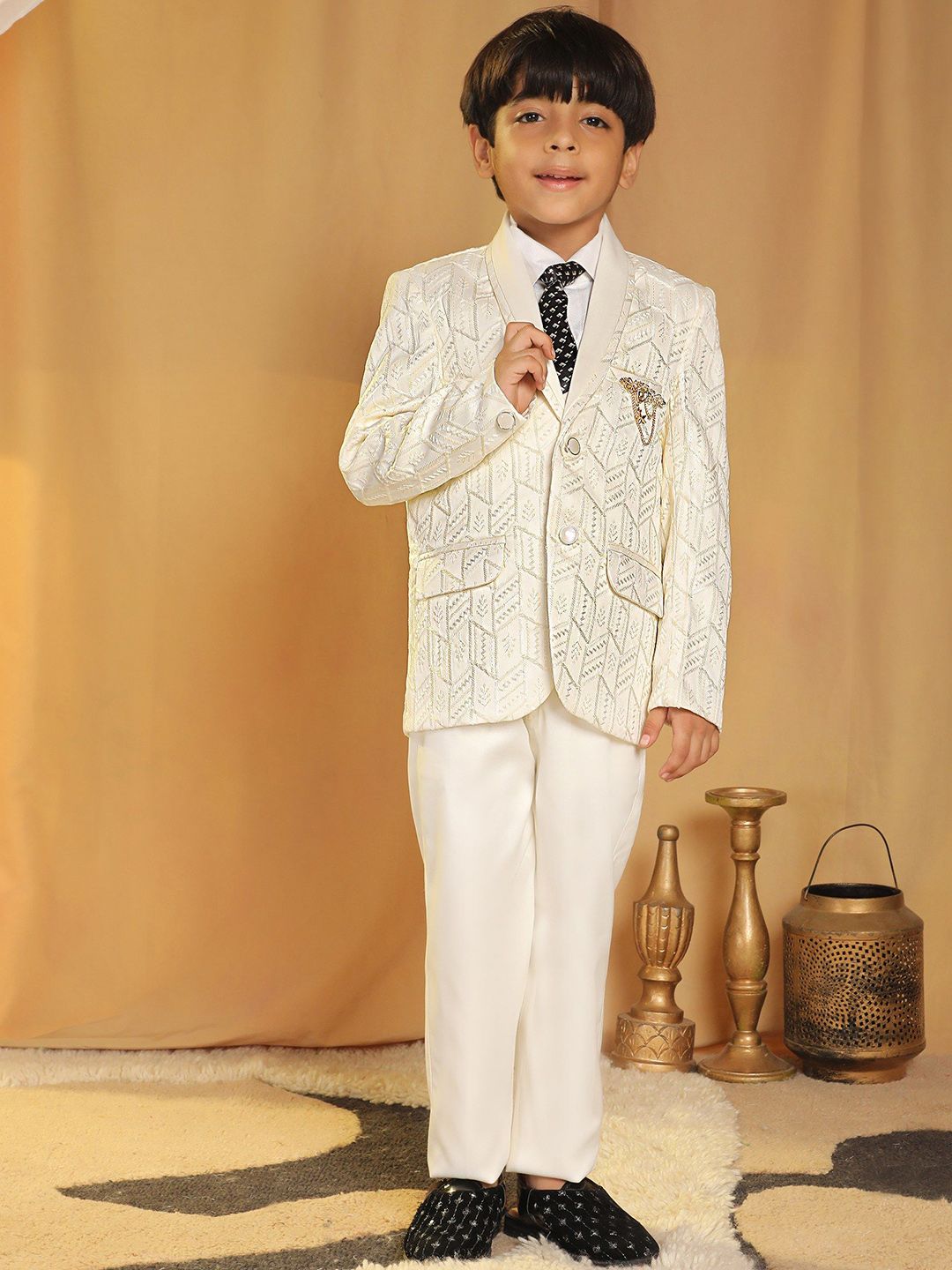 Pro-Ethic STYLE DEVELOPER Boys Self Design Single-Breasted Five Pieces Suit
